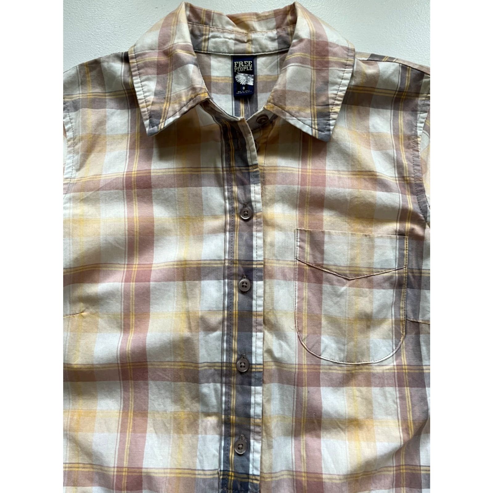 Free People NWT Free People Tunic Top Navy Plaid Size 8 Womens Button-Up Shirt 100% Cotton Long Sleeve Size M / US 6-8 / IT 42-44 - 7 Thumbnail