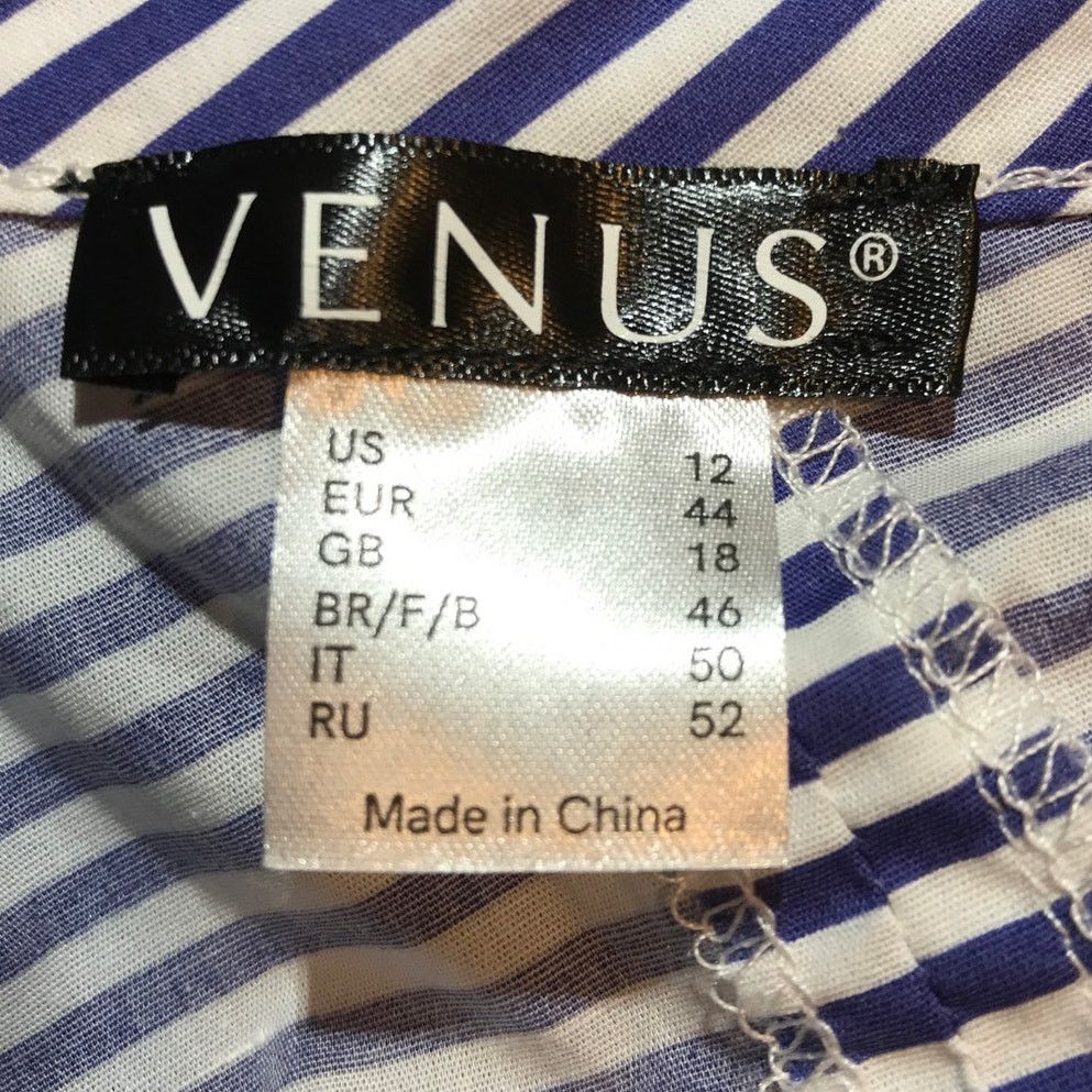 Other Venus Purple White V-neck One Cold Shoulder Blouse 12 Size XL / US 12-14 / IT 48-50 - 3 Thumbnail