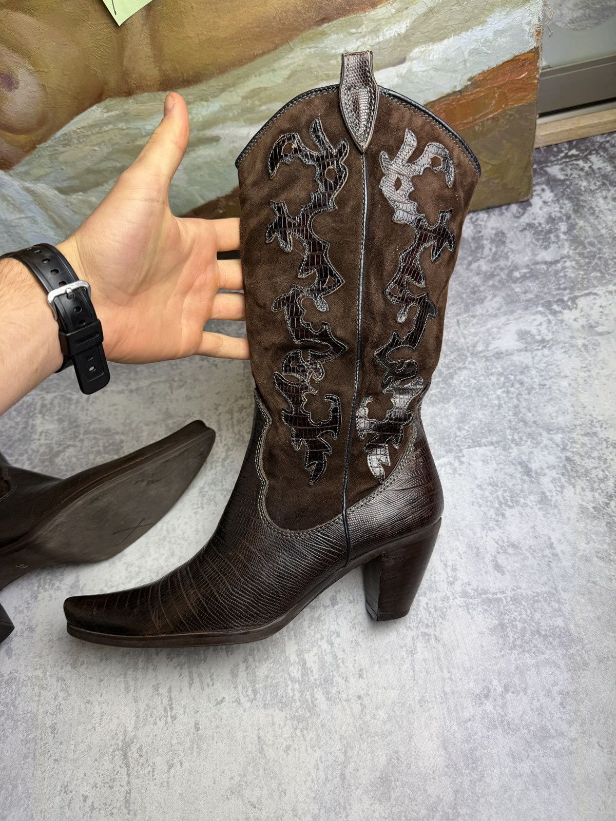 RARE Varese Designer Cowboys Y2K Leather Vintage Heels Boots