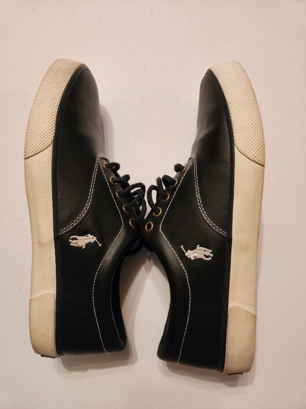Polo Ralph Lauren polo Ralph Lauren men's black leather fashion sneakers 10D Size US 10 / EU 43 - 6 Thumbnail
