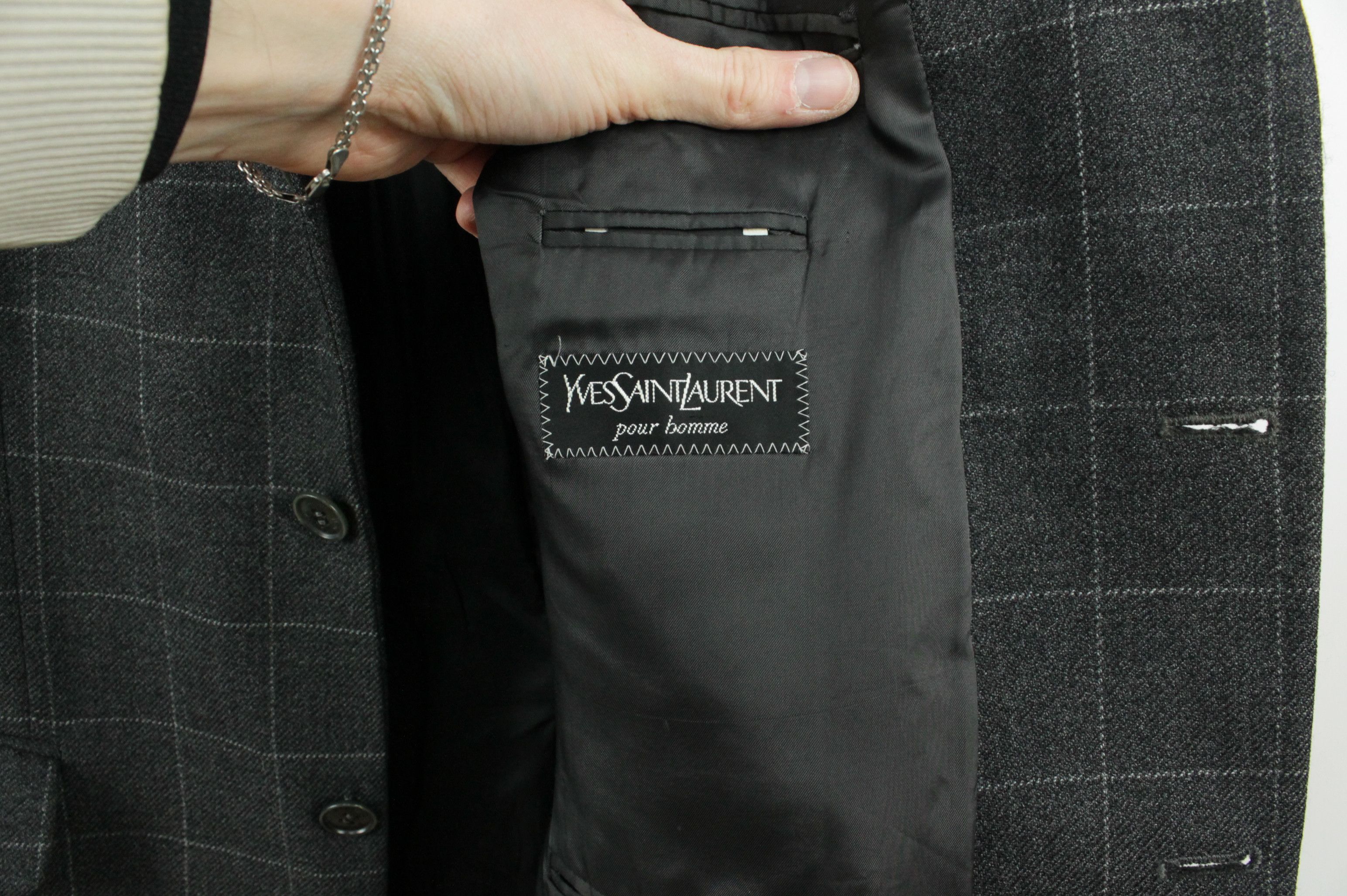 Yves Saint Laurent VTG Yves Saint Laurent Checked Flannel Wool Blazer Jacket Size US L / EU 52-54 / 3 - 8 Thumbnail
