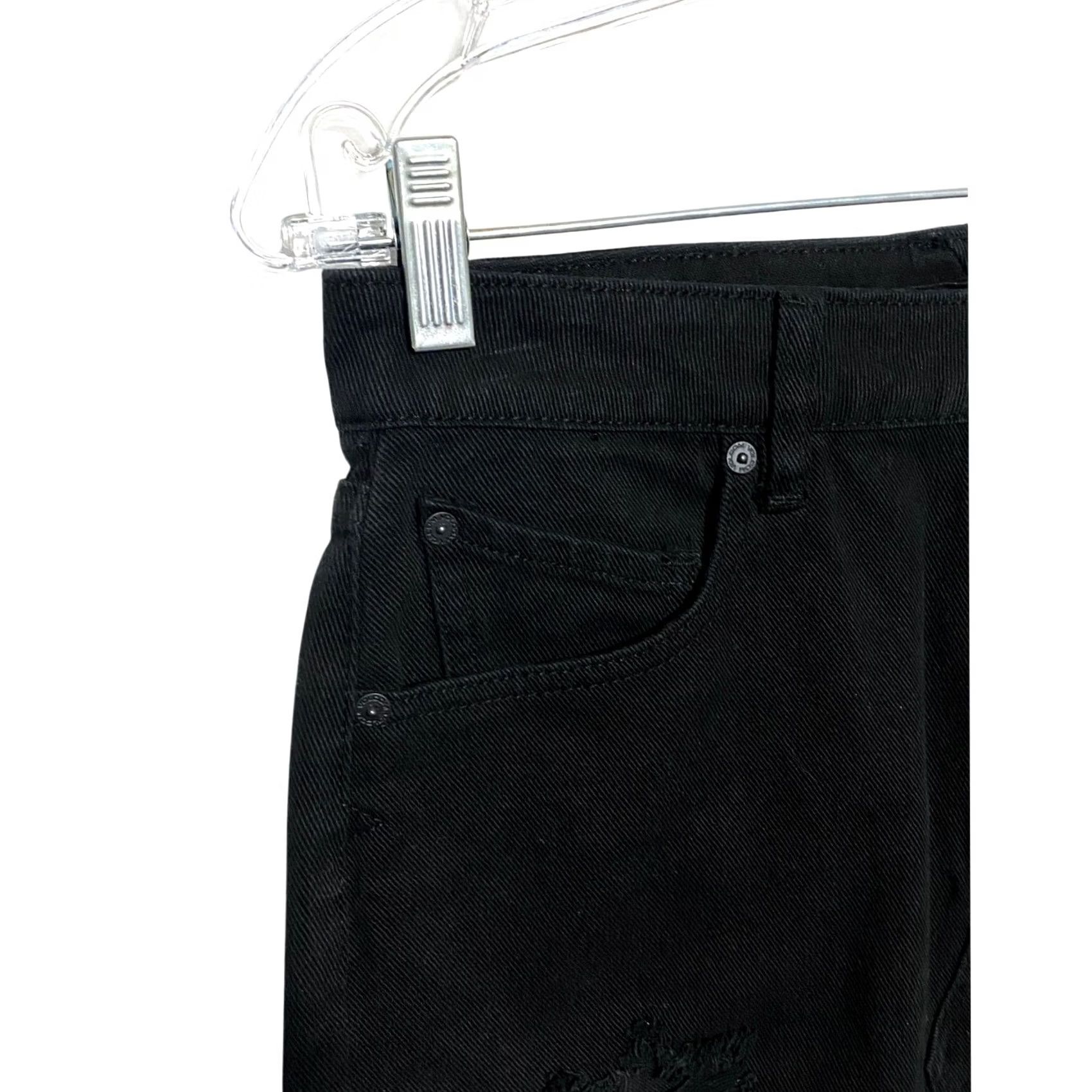 Volcom VINTAGE Volcom Skirt Ladies S Black Denim Mini Grunge High Rise Distressed Frayed Hem 90s Style Size 28" / US 6 / IT 42 - 4 Thumbnail
