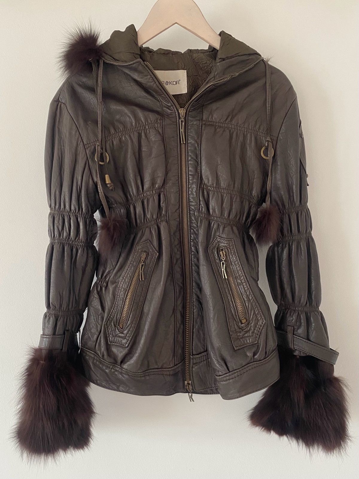 Other Kor@kor jacket fur brown leather size L Size L / US 10 / IT 46 - 1 Thumbnail