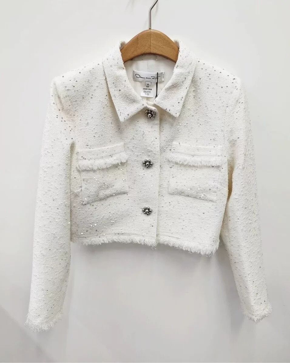 Oscar De La Renta Oscar de la Renta White Short Jacket Size S / US 4 / IT 40 - 1 Thumbnail