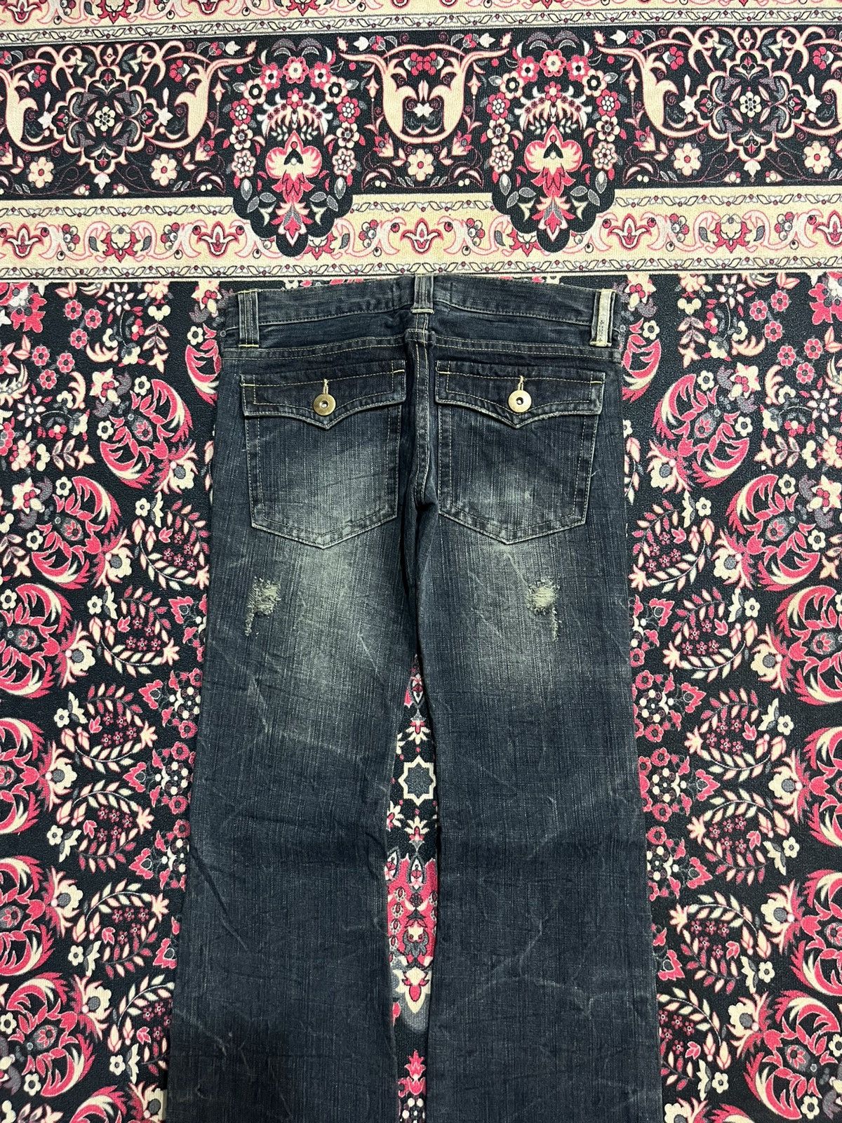 If Six Was Nine Japanese Brand Cook Cracked Washed Distressed Flare Jeans Size 30" / US 8 / IT 44 - 5 Thumbnail
