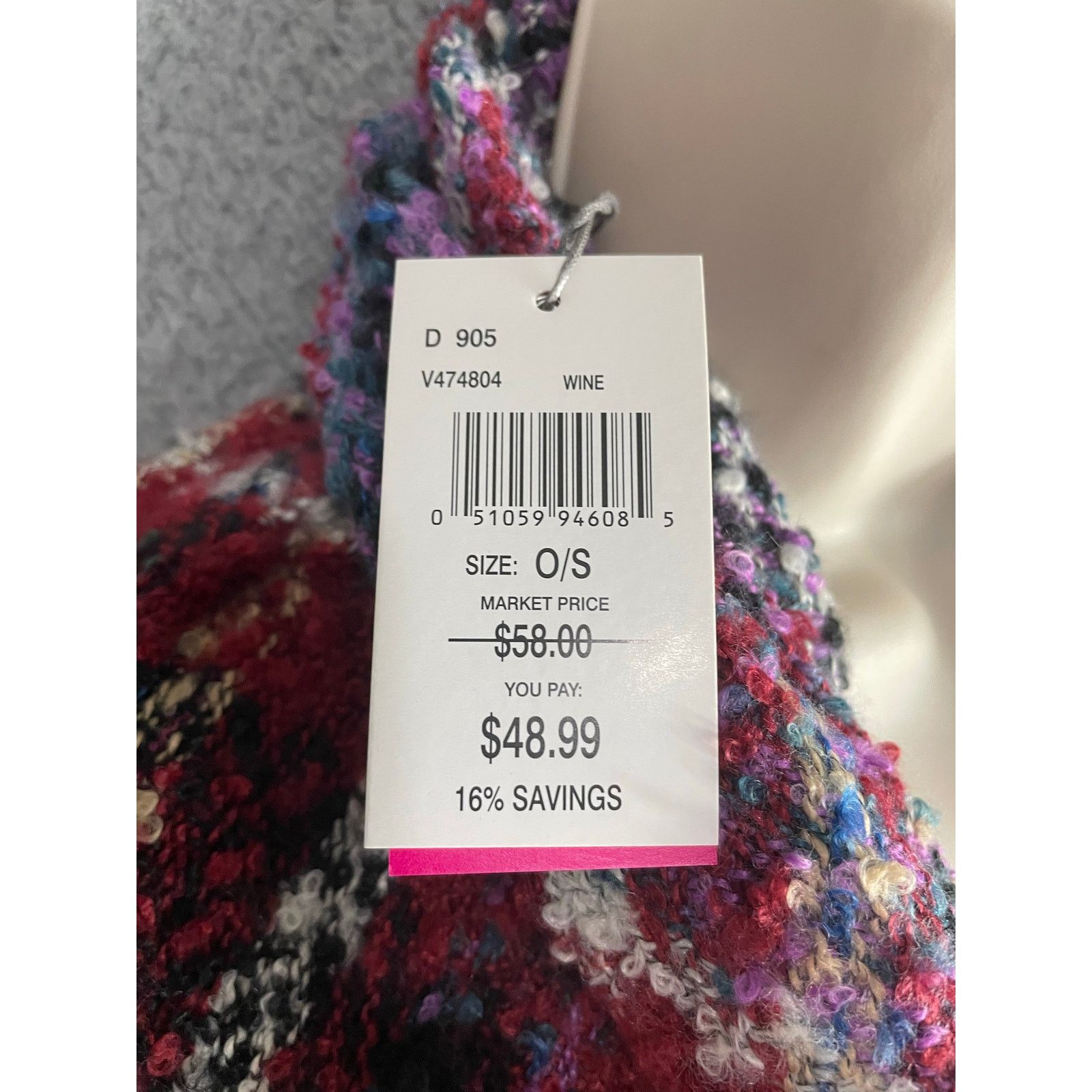 Vince Camuto Vince Camuto Wine Plaid Fringed Shawl Wrap Poncho OS Size ONE SIZE - 7 Thumbnail