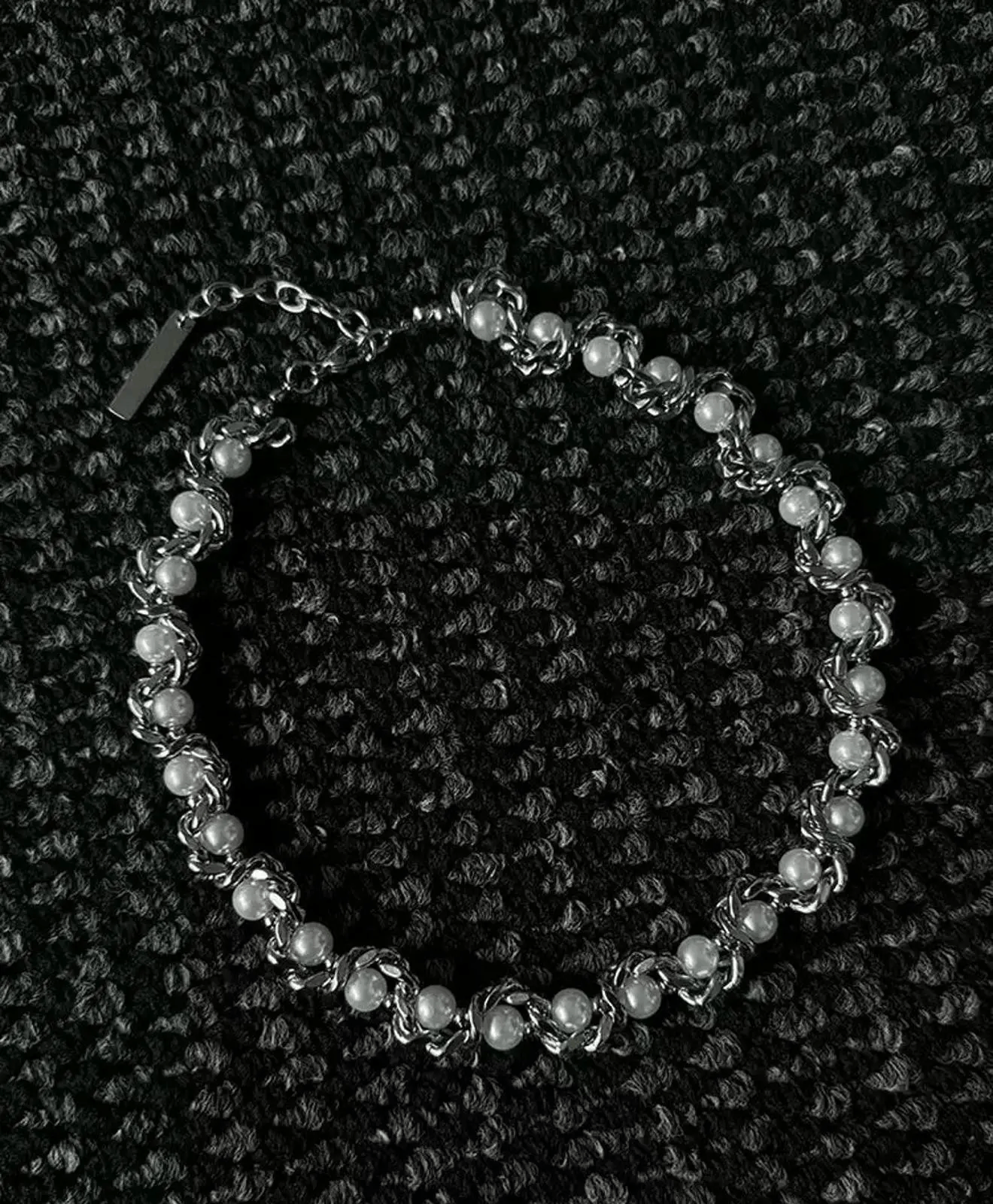 Japanese Brand Silver Chain Pearl Necklace, Chunky Statement Jewelry Size ONE SIZE - 3 Thumbnail