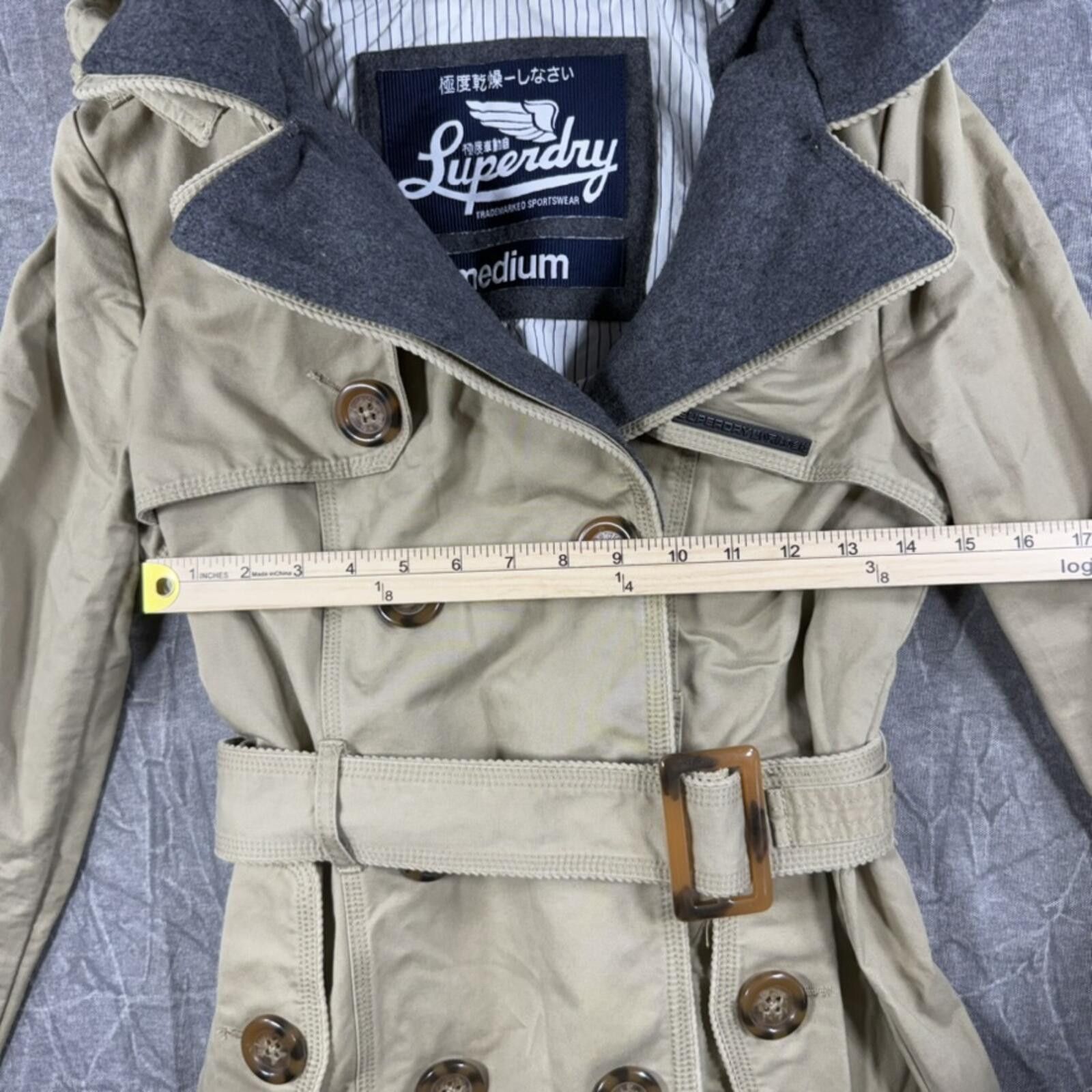 Superdry Superdry Jacket Women's M Khaki Trench Coat Size M / US 6-8 / IT 42-44 - 4 Thumbnail