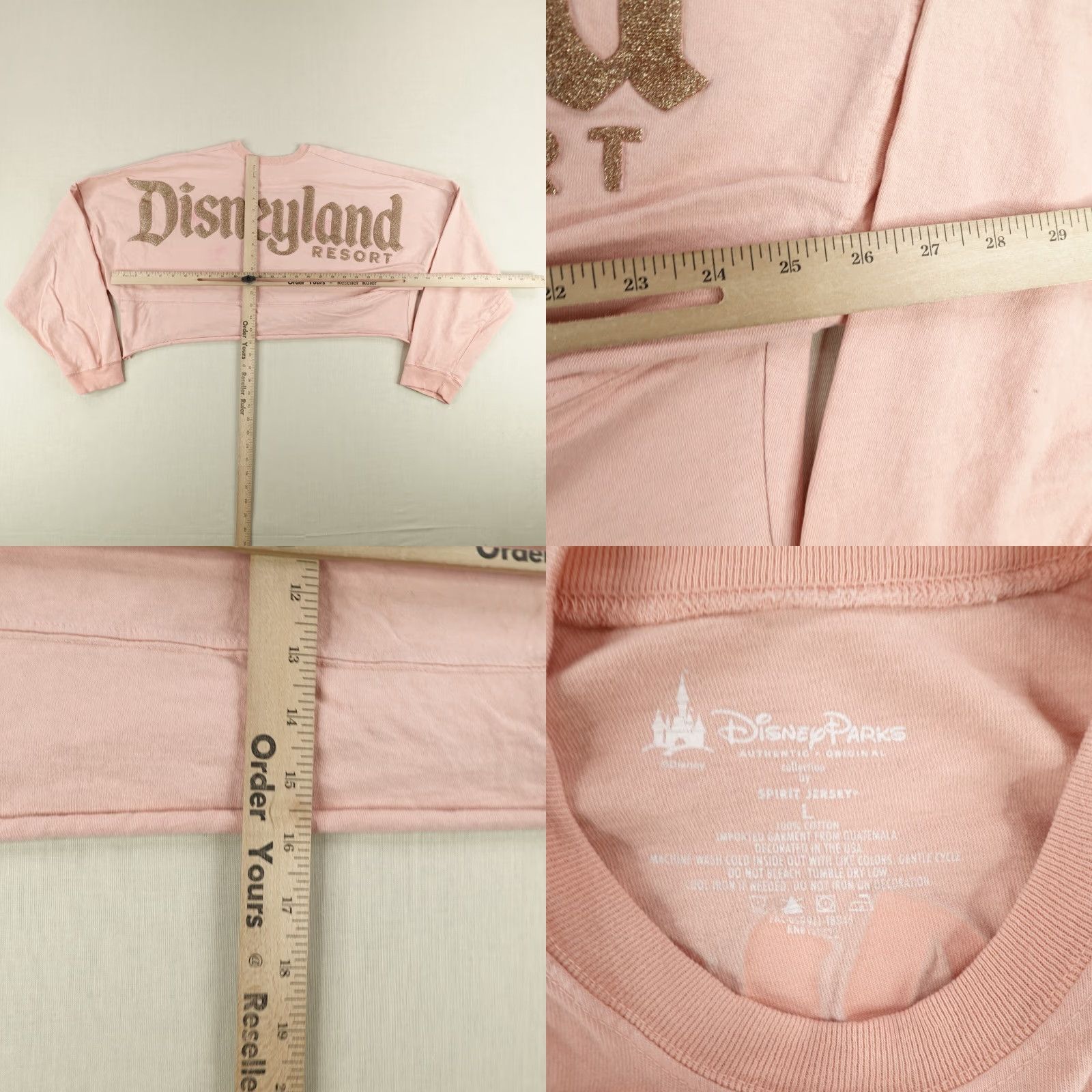 Disney Disney Shirt Womens Large Pink Spirit Jersey Cropped Tee Sparkly Puff Print Top Size L / US 10 / IT 46 - 8 Thumbnail