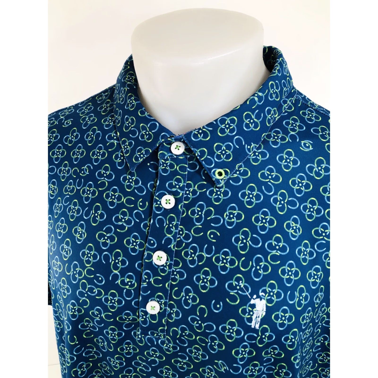 Vintage William Murray Geometric Mens XL Golf Polo Shirt - Blue / Green - Short Sleeve - Polo - Men's XL - Golf Men’s Shirt Size US XL / EU 56 / 4 - 3 Thumbnail