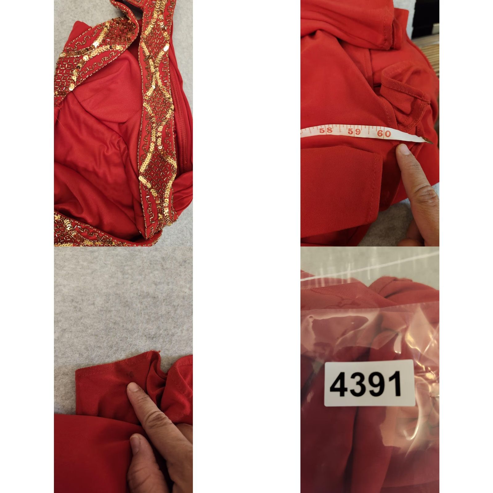 Vintage Betsy & Adam Dress Womens 2 One Shoulder Beaded Sequin Red Gown Evening Formal Maxi Long Dress Size XS / US 0-2 / IT 36-38 - 10 Thumbnail