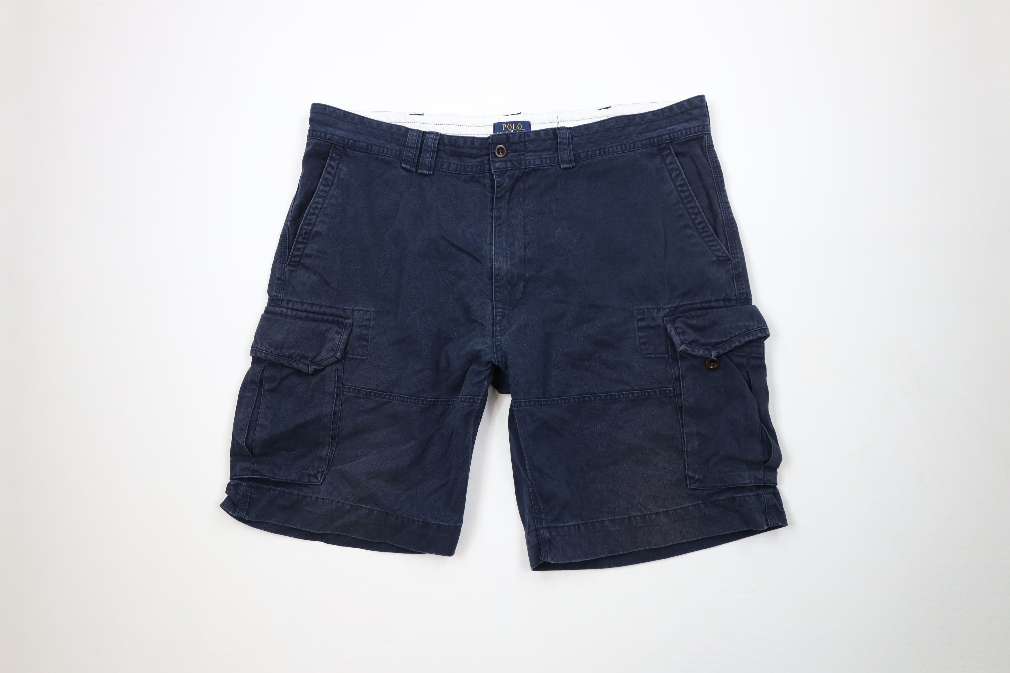 Ralph Lauren × Vintage Vintage Ralph Lauren Heavyweight Cargo Shorts Navy Blue Size US 42 / EU 58 - 1 Thumbnail