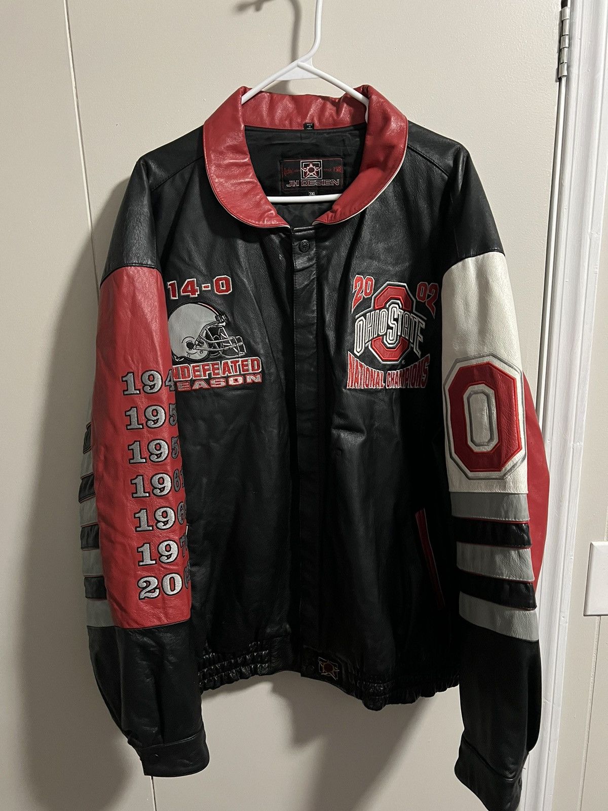 JH Design 2002 Ohio State Champions Leather Jacket Size US XXL / EU 58 / 5 - 2 Thumbnail