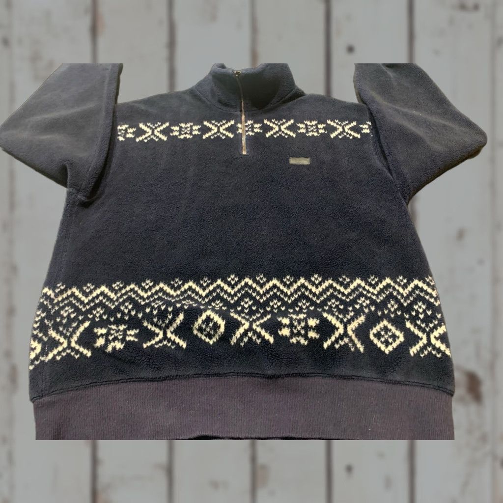 Polo Ralph Lauren VINTAGE Polo Ralph Lauren Men's Fleece Pullover Jacket L Blue Aztec Geometric Quarter Zip Sportswear USA Made Size US L / EU 52-54 / 3 - 1 Thumbnail