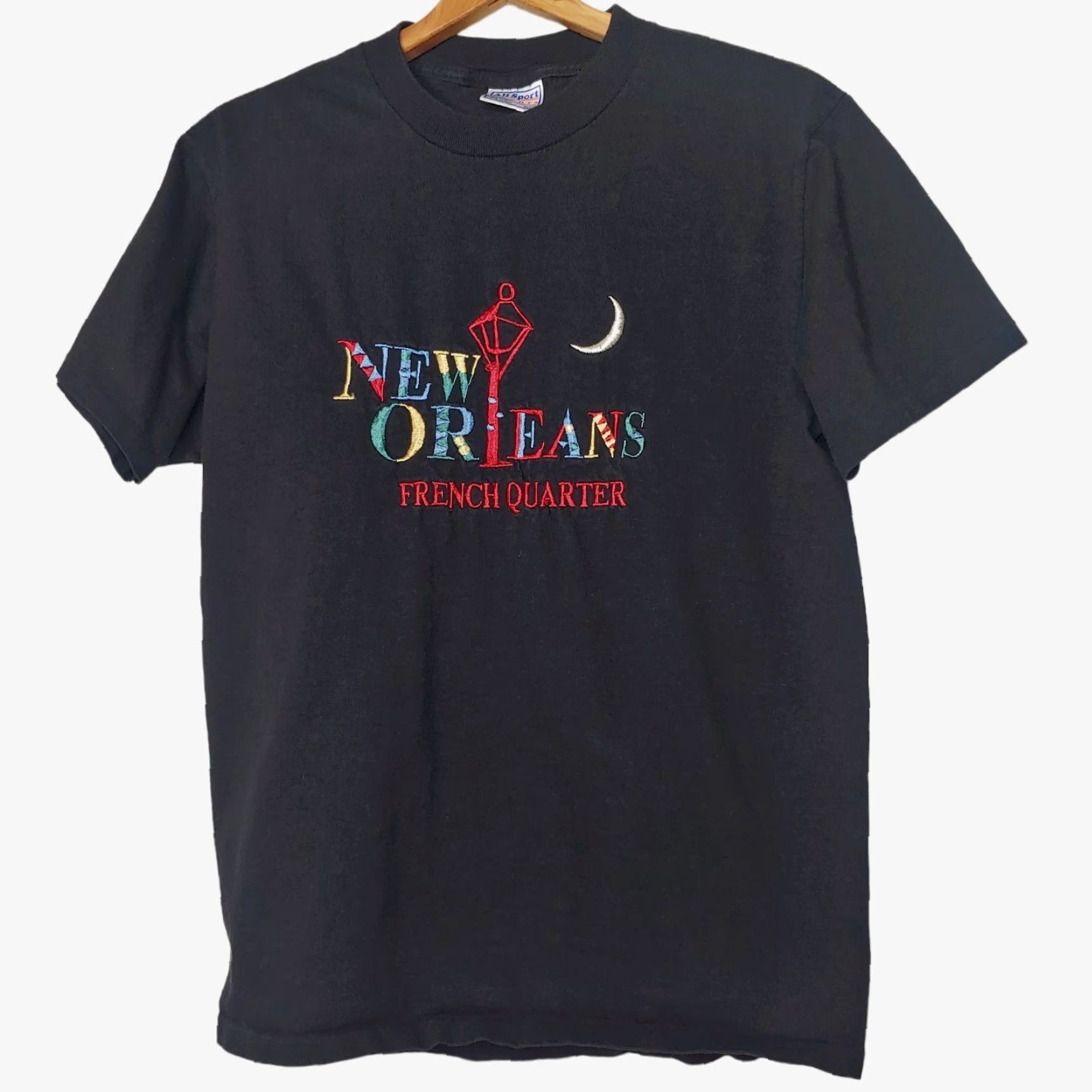 Vintage VINTAGE All Sport T-Shirt Shirt Men M Black Cotton Knit Single Stitch Embroidered New Orleans French Quarter - Louisiana NOLA LA Size US M / EU 48-50 / 2 - 2 Thumbnail