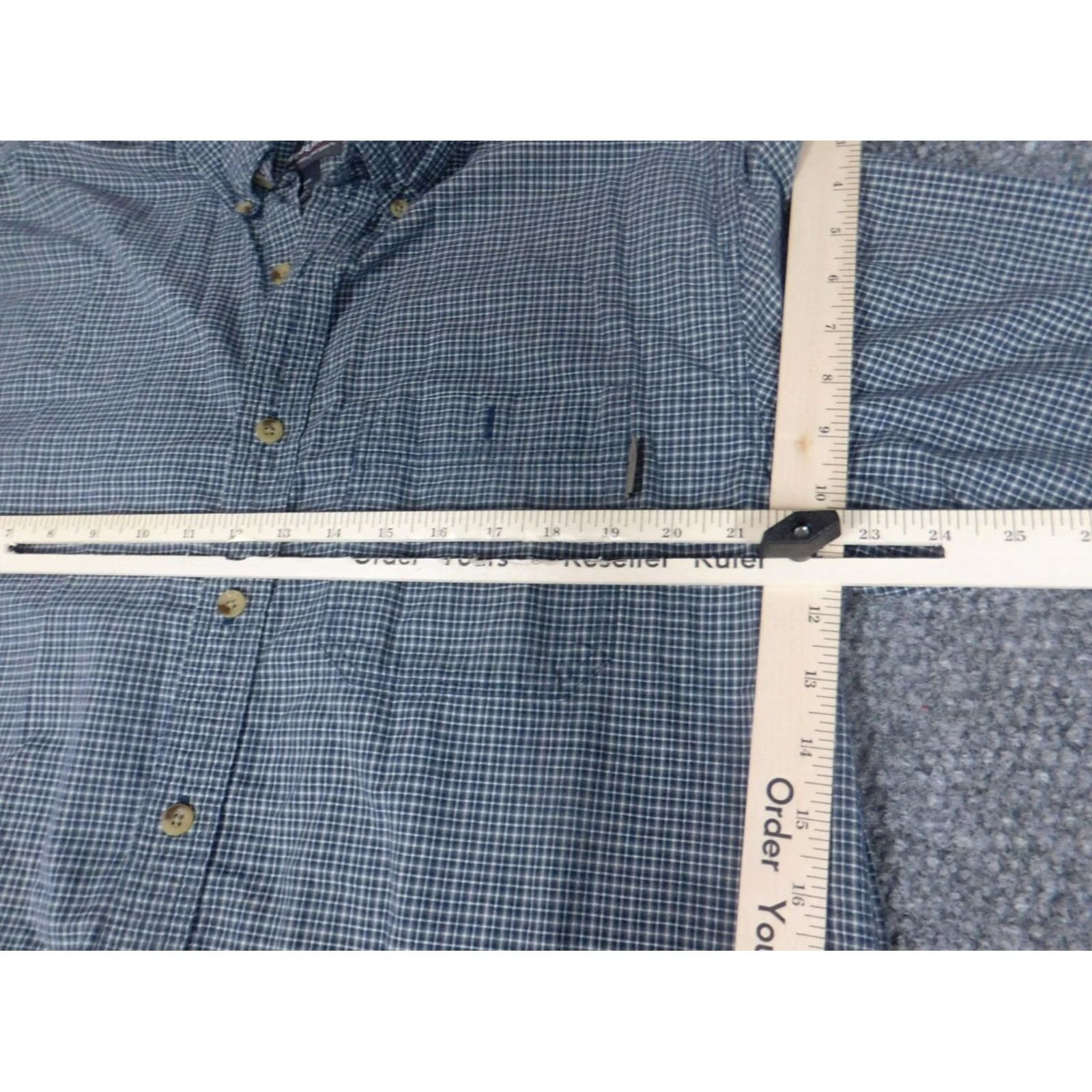 Vintage Woolrich Mens Shirt L Blue Plaid Button-Down Knit Cotton Short Sleeve Regular Size US L / EU 52-54 / 3 - 5 Thumbnail