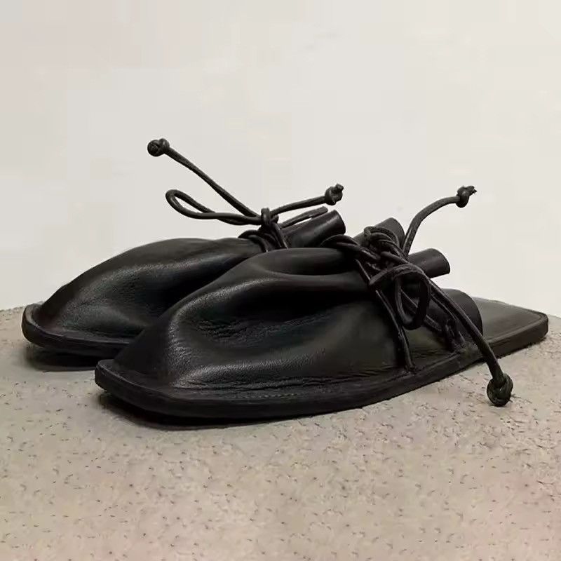 Other Square Designer Solid Casual PU Leather Black Sandals Size US 9 / IT 39 - 2 Thumbnail