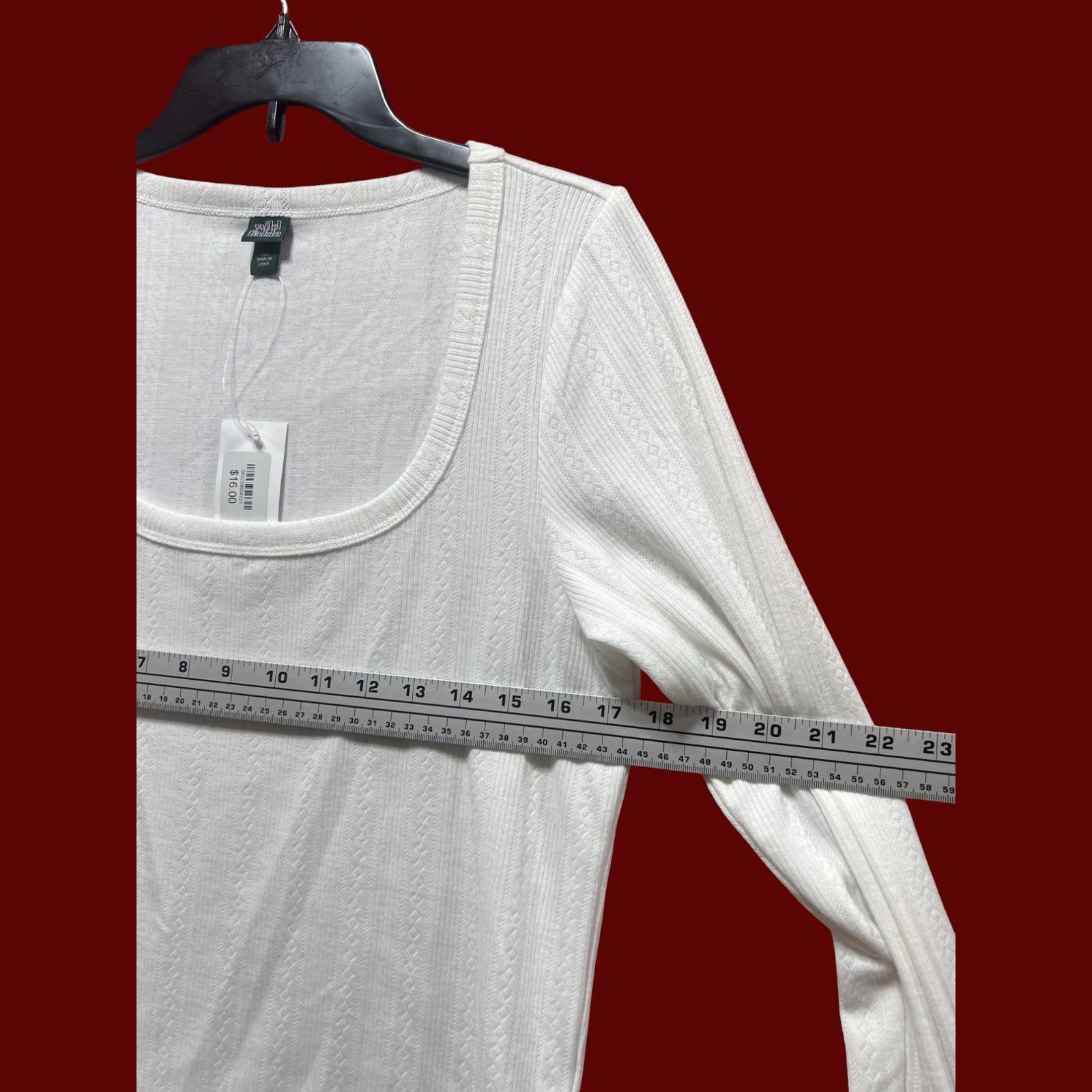 Other Wild Fable - Women's Long Sleeve Pointelle T-Shirt - White - Size XXL / US 16-18 / IT 52-54 - 3 Thumbnail