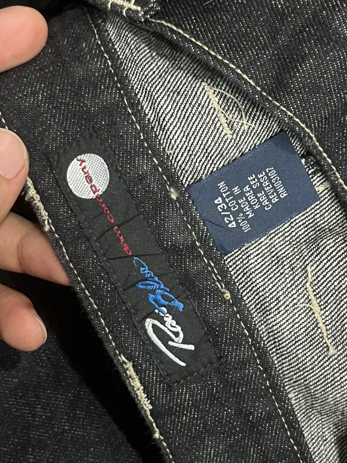 JNCO ⚡️Baggy⚡️Vintage Raw Blue Company Dark Washed Graffiti Jeans Size US 42 / EU 58 - 17 Thumbnail
