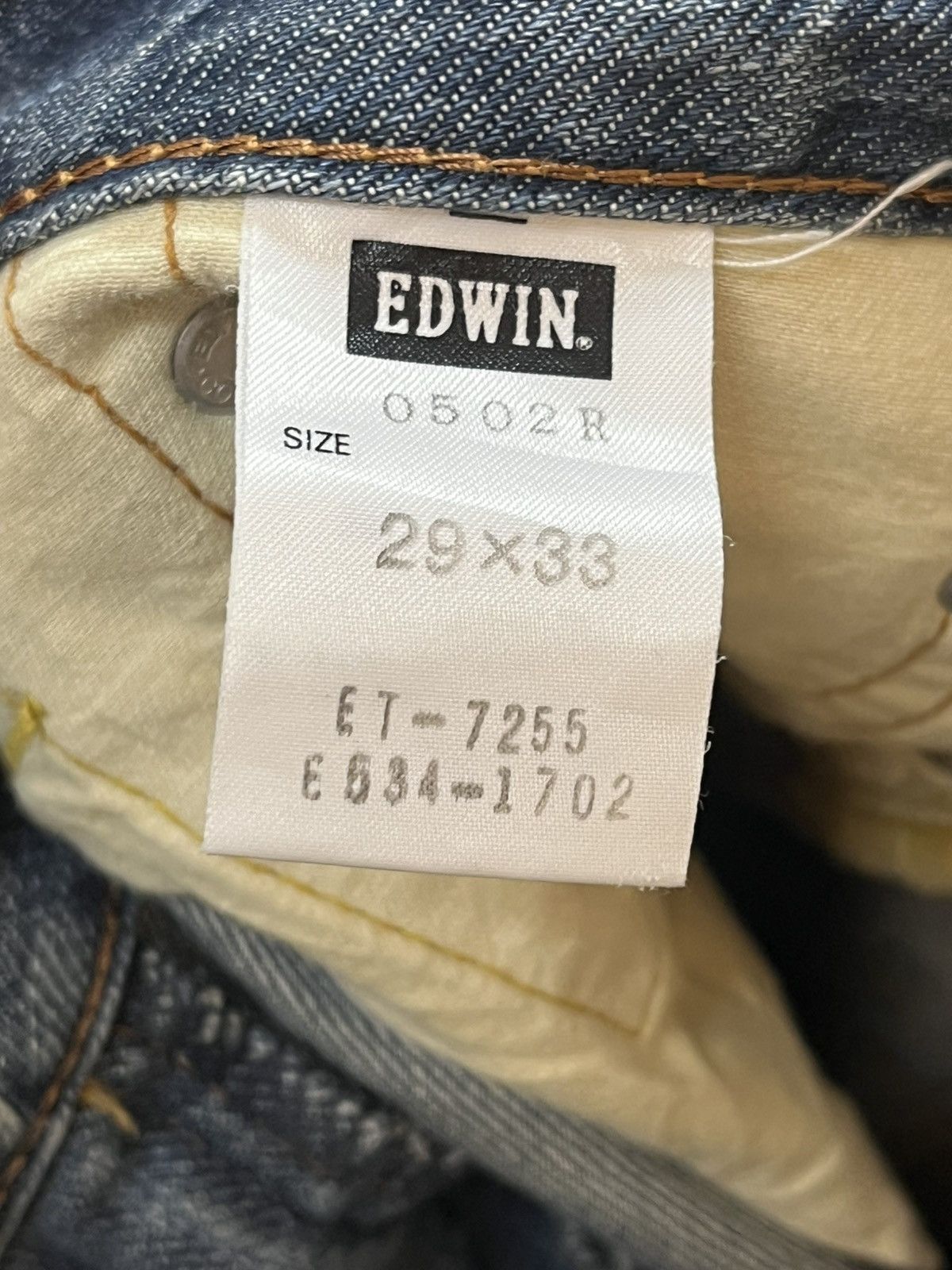Vintage Edwin 502 R Faded Distressed Denim