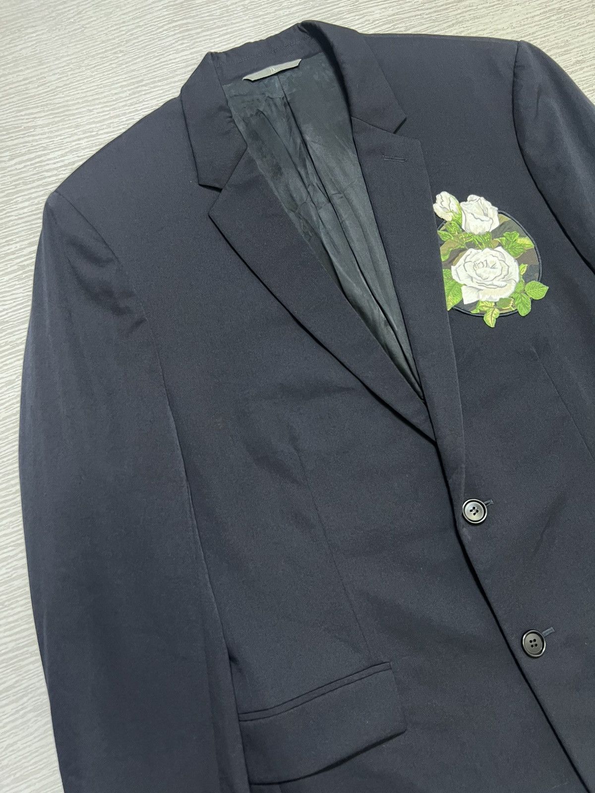 Dior Dior Homme - S/S16 Floral Embroidered Rose Patch Wool Blazer Size 50S - 7 Thumbnail