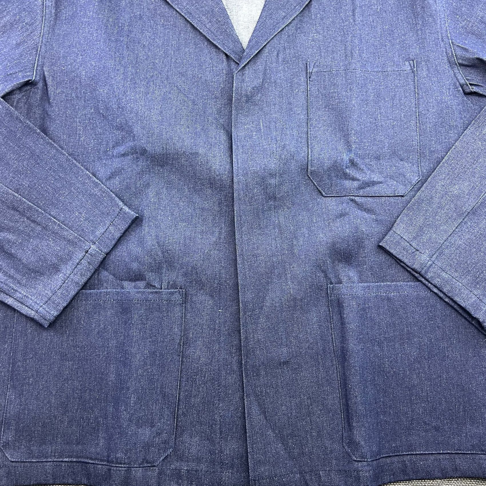 Denime VINTAGE Chore Jacket Mens XL Denim Blue Indigo Italy SanforJob Jacket Size US XL / EU 56 / 4 - 2 Thumbnail