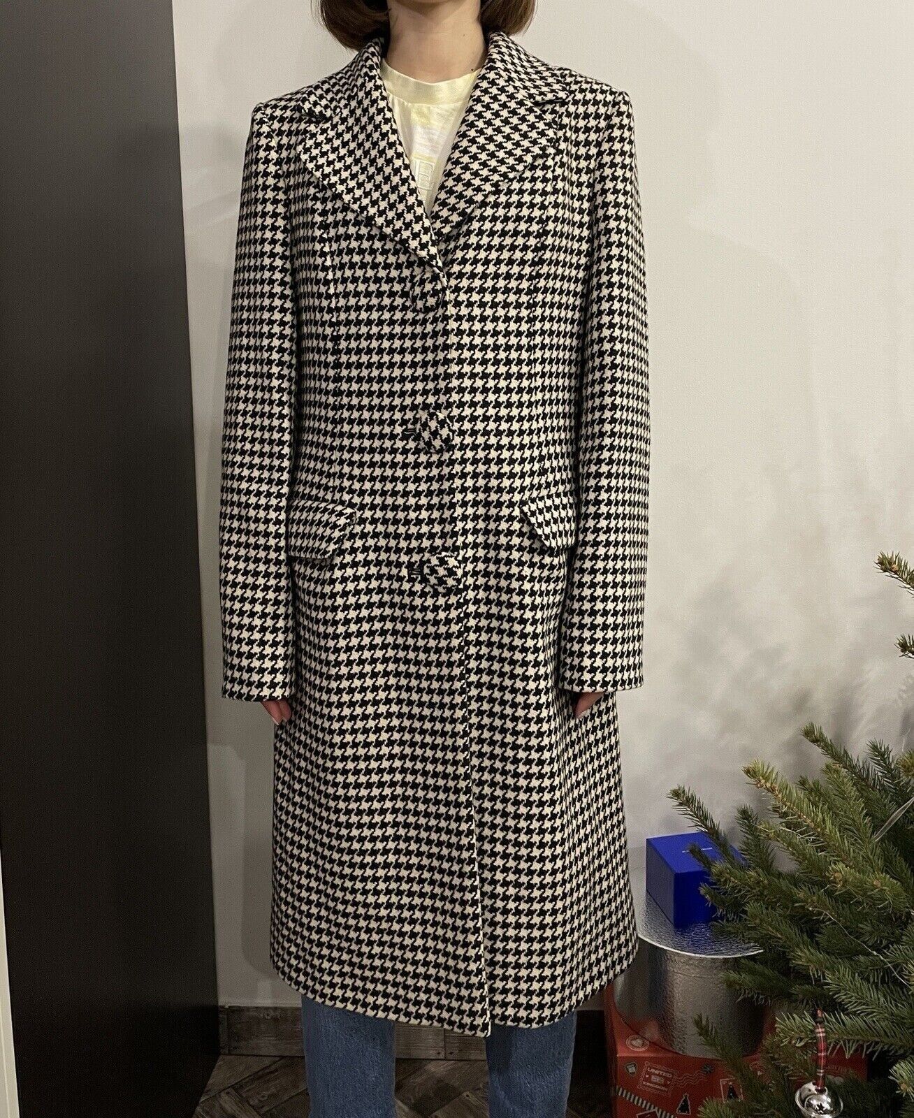 Moschino Moschino Jeans Wool Рoundstooth Print Long Wool Coat Size XL / US 12-14 / IT 48-50 - 1 Thumbnail