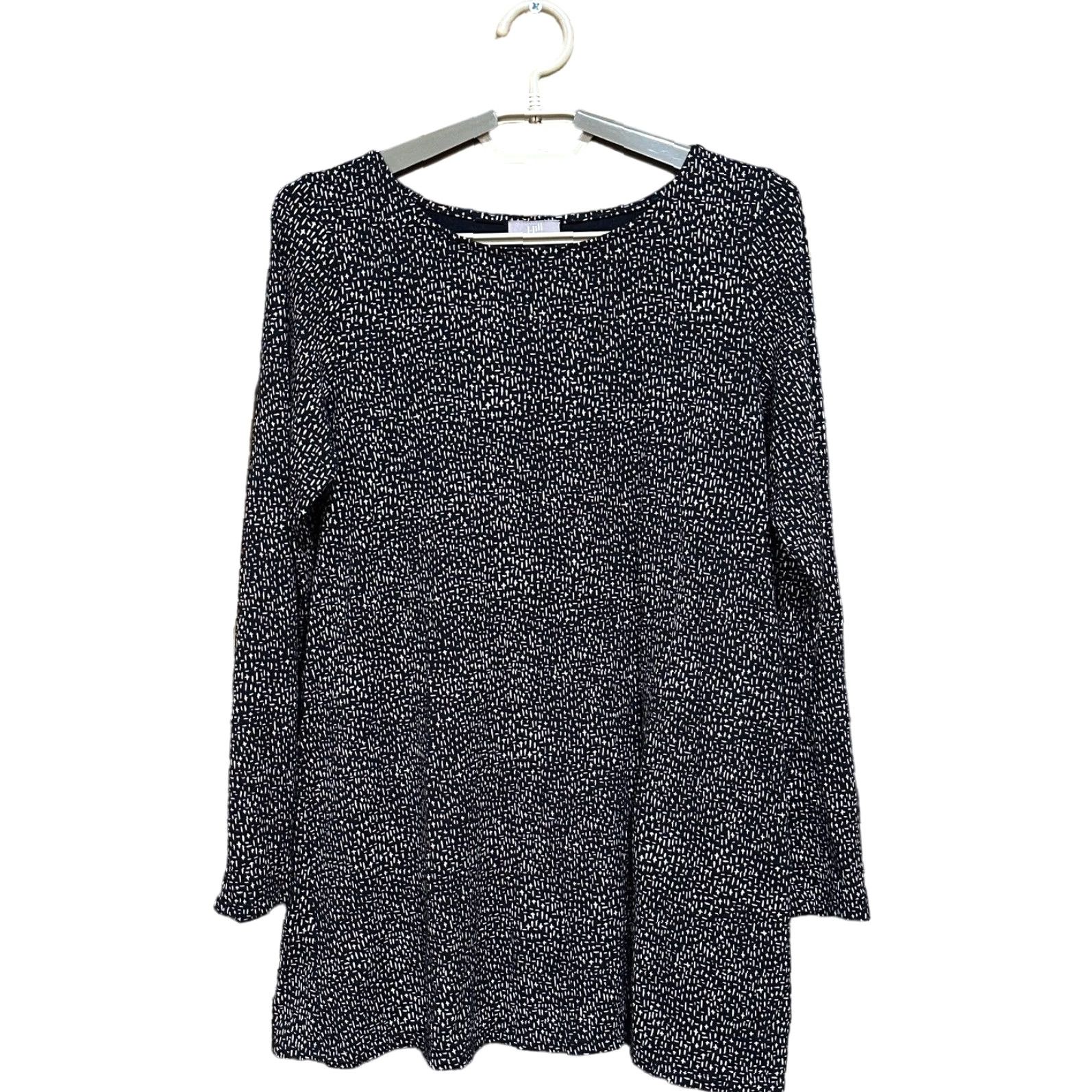 J. Jill J. Jill Tunic Blouse S Black White Micro Print Long Sleeve Office Chic Shirt Womens Regular Geometric Pullover Round Neck Vintage? No Size S / US 4 / IT 40 - 2 Thumbnail