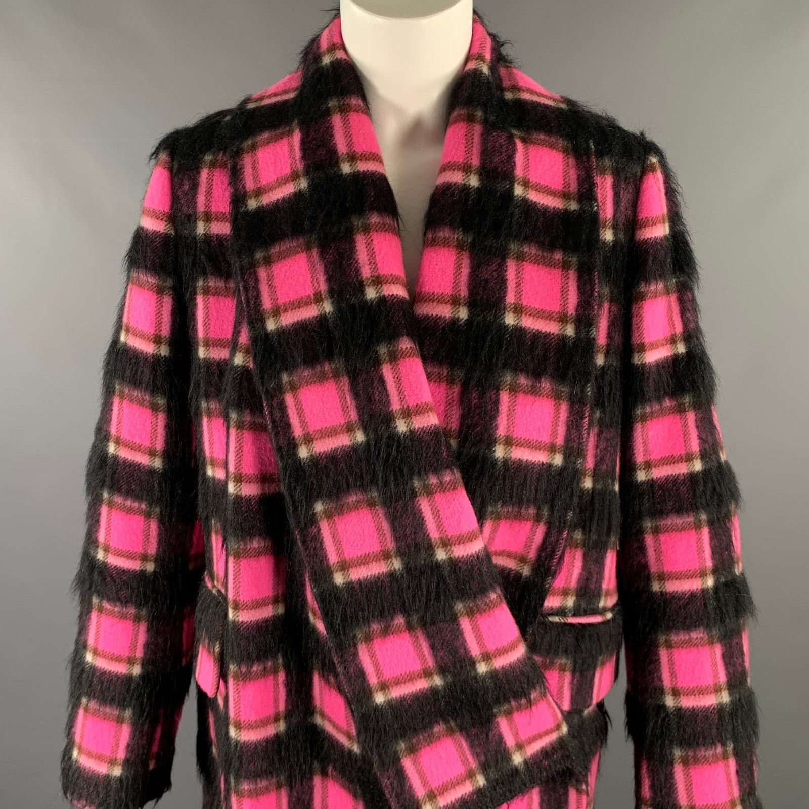Golden Goose GOLDEN GOOSE Size S Pink Black White Plaid Shawl Lapel Coat Size S / US 4 / IT 40 - 2 Thumbnail