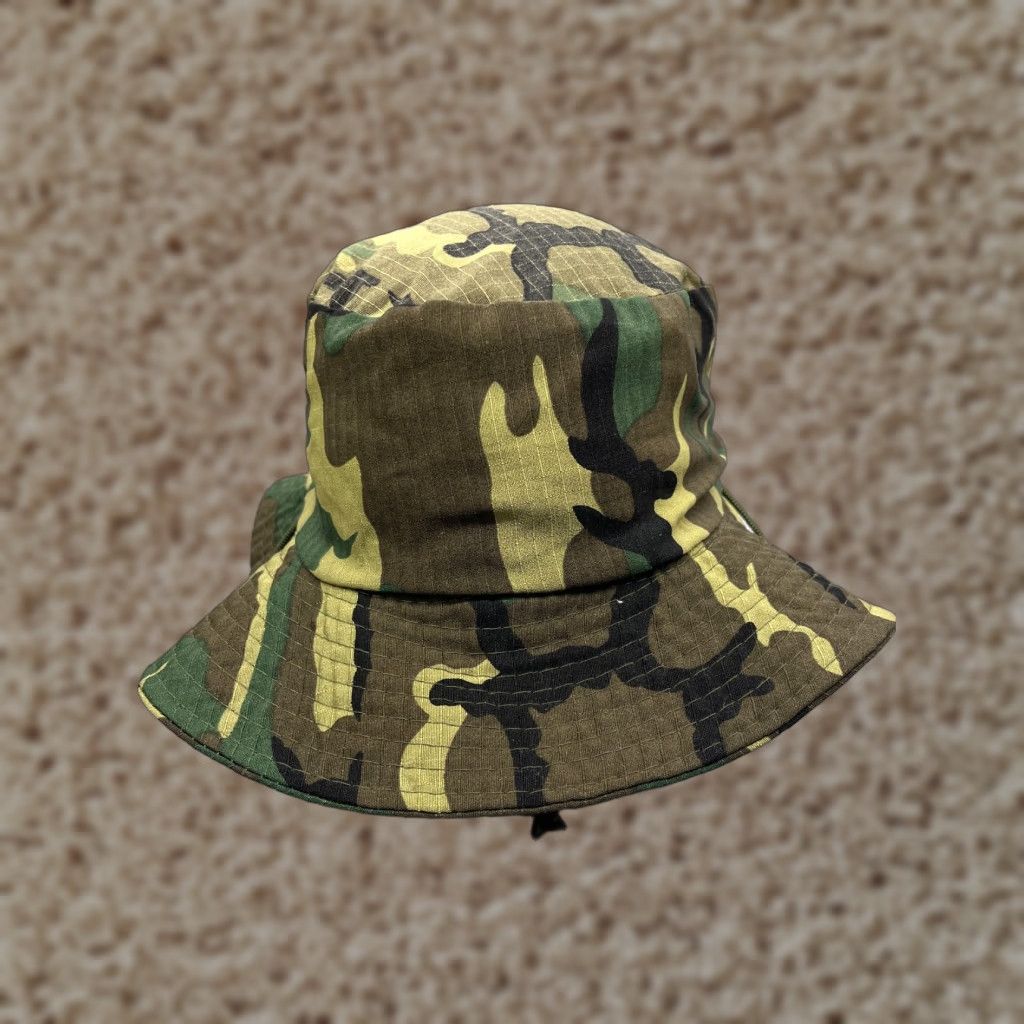 Vintage Camouflage Bucket Hat Adult One Size Green 100% Polyester Camp Fish Outdoors Size ONE SIZE - 1 Thumbnail