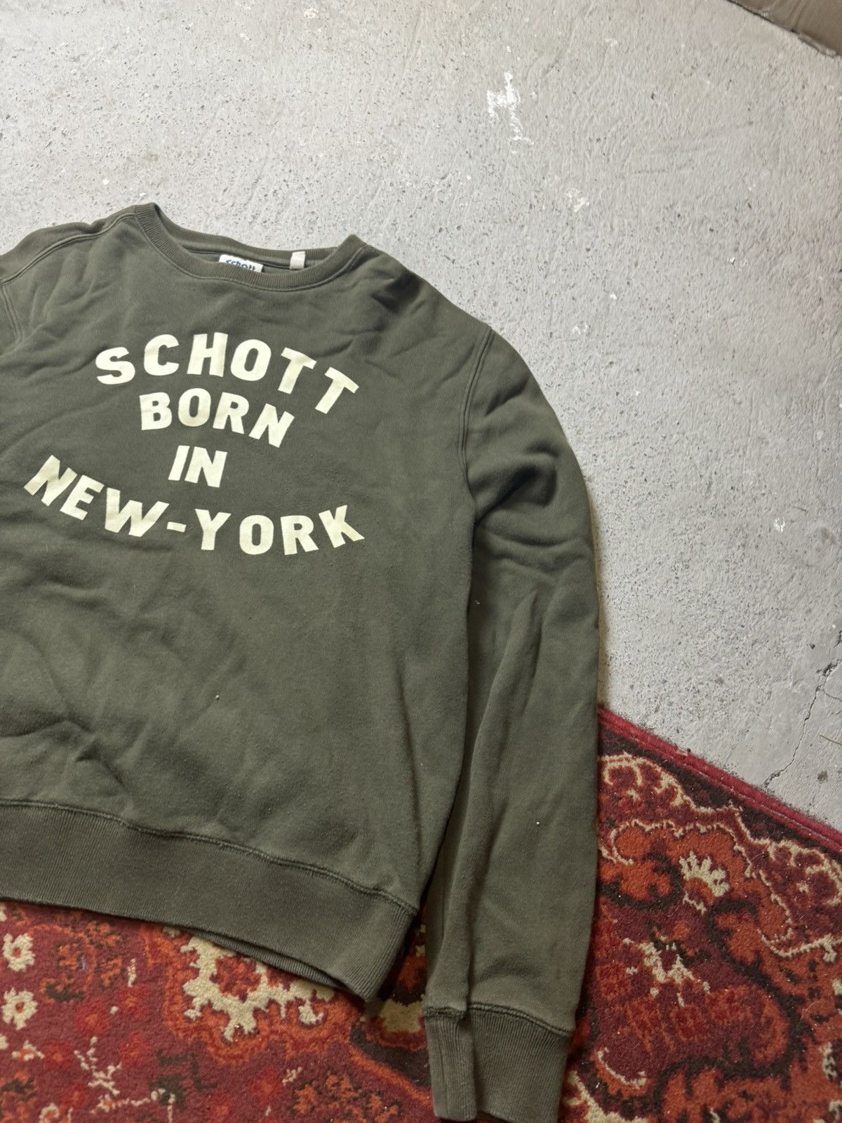 Schott × Vintage Vintage Y2K Schott Born In New York Big Logo Sweatshirt Size US L / EU 52-54 / 3 - 2 Thumbnail