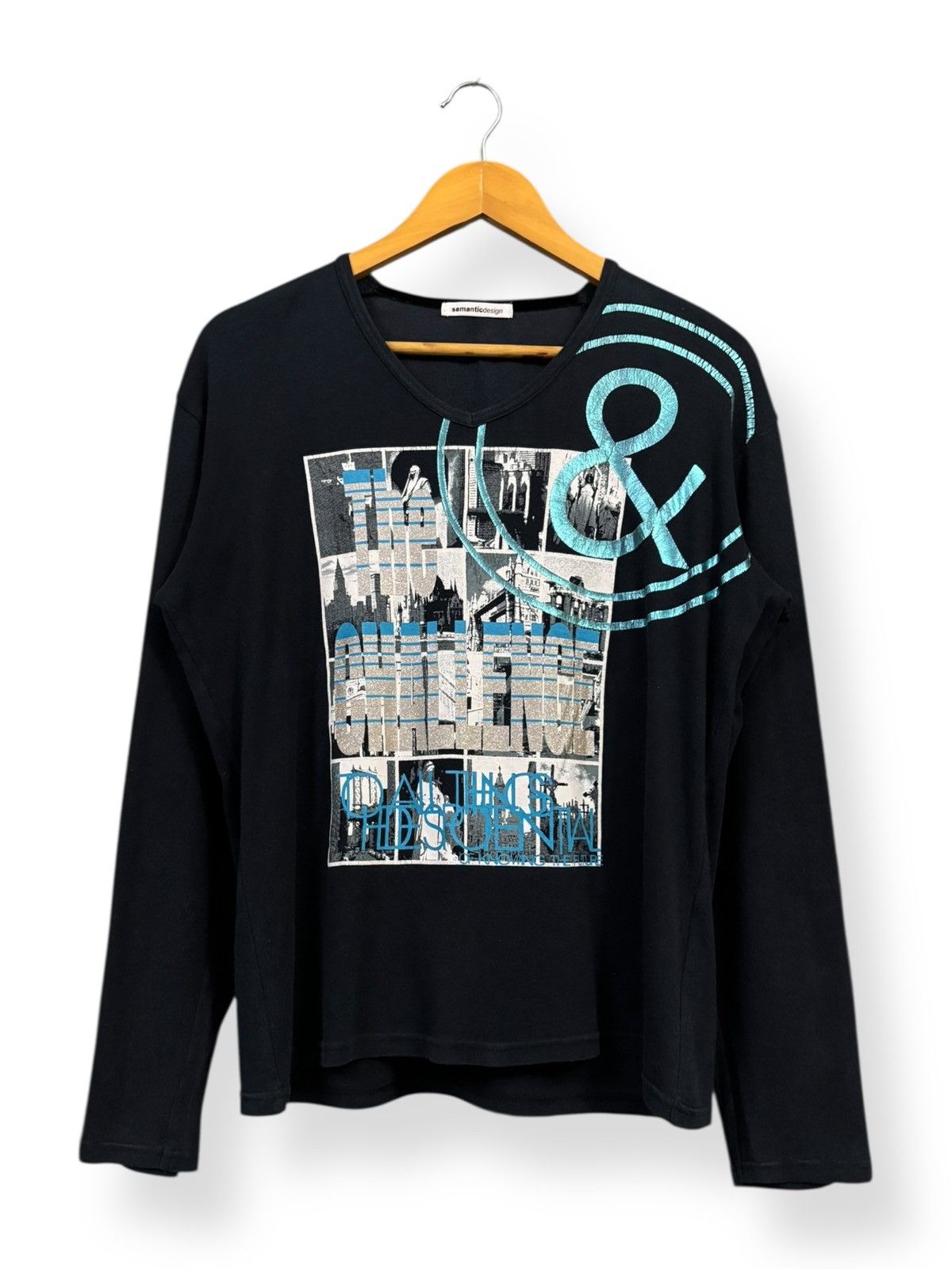 semanticdesign Semantic Design Graphic Printed V-neck Long Sleeve T-shirt Size US M / EU 48-50 / 2 - 1 Thumbnail