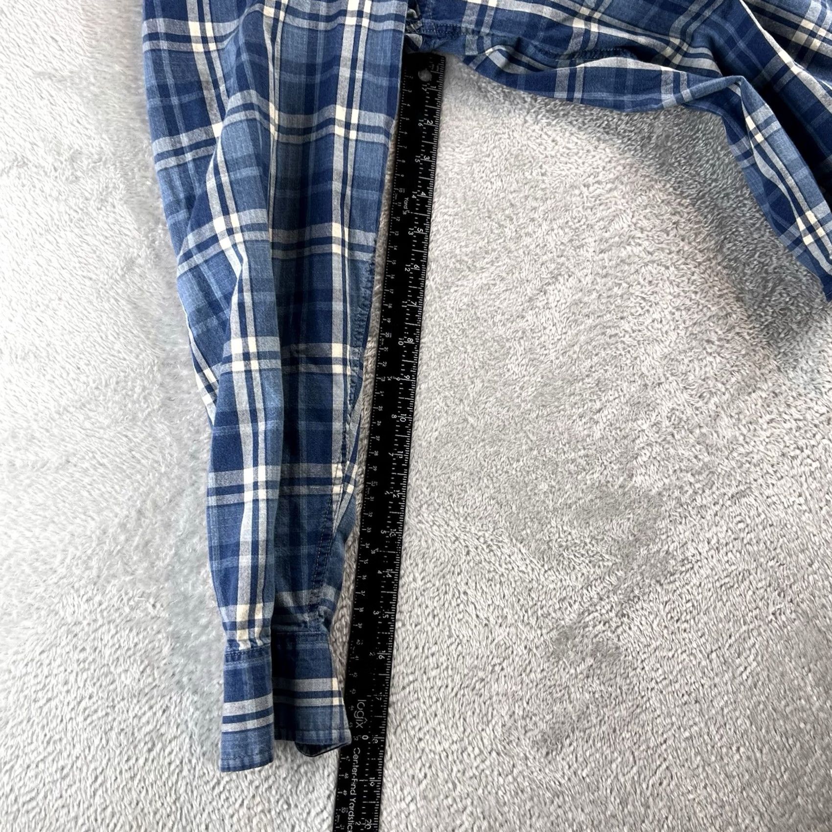 Lucky Brand Lucky Brand Button-Up Shirt Mens L True Indigo Blue Plaid Western Classic Fit Long Sleeve Collared Button-Up Mens Regular Blue Western Plaid Shirt Size US L / EU 52-54 / 3 - 6 Thumbnail