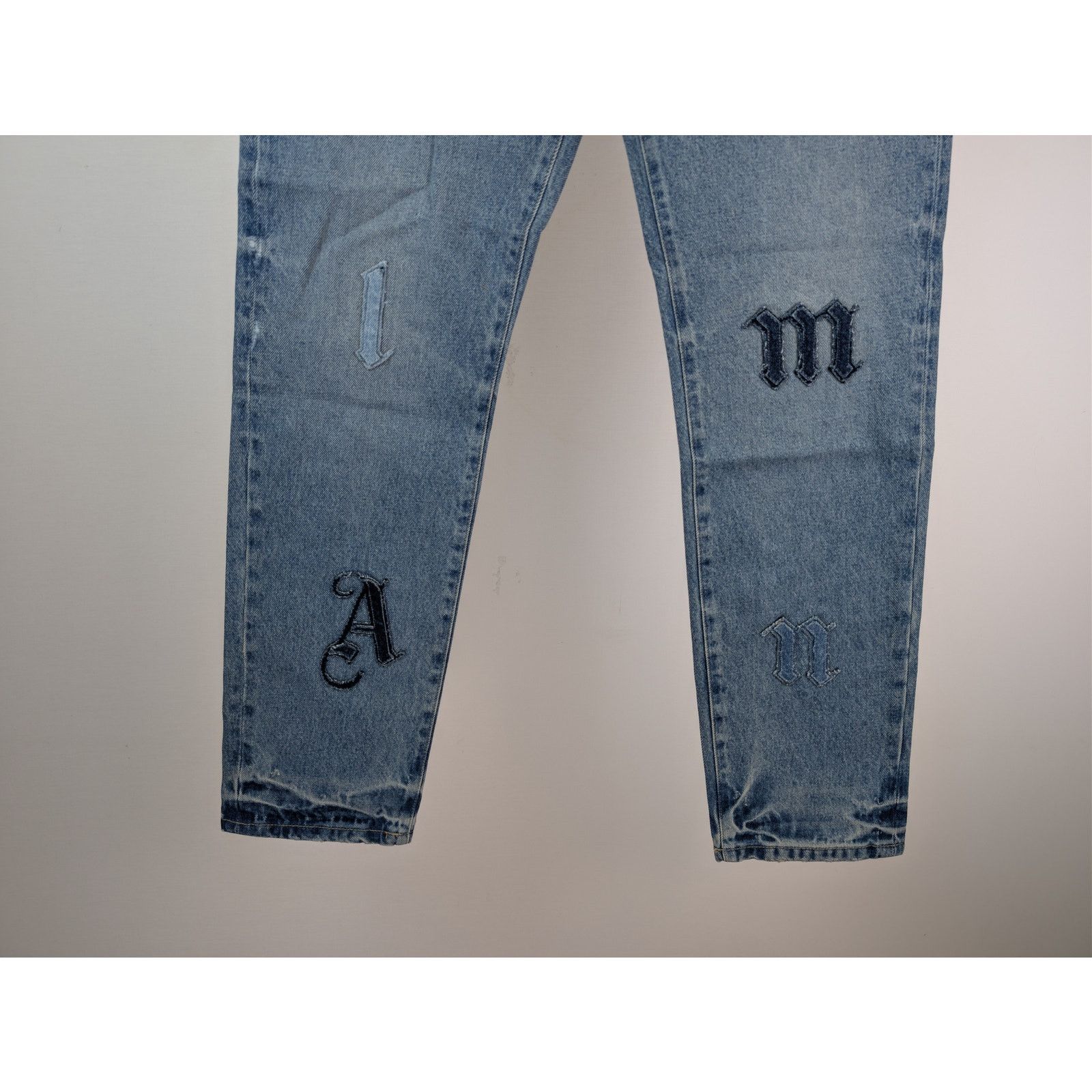 Palm Angels o1rshd1 LW Logo Denim Patches Regular Fit Jeans Light Blue Size US 30 / EU 46 - 4 Thumbnail