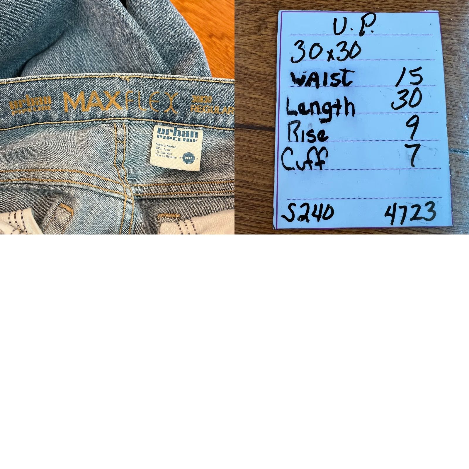 Vintage Urban Pipeline Men's Straight Denim Jeans, Casual Blue, Regular Fit, Size 30x30 Size US 30 / EU 46 - 8 Thumbnail