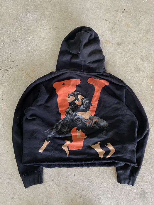 Vlone City X Vlone Collab Dog Rare Skull Cropped Hoodie Grailed