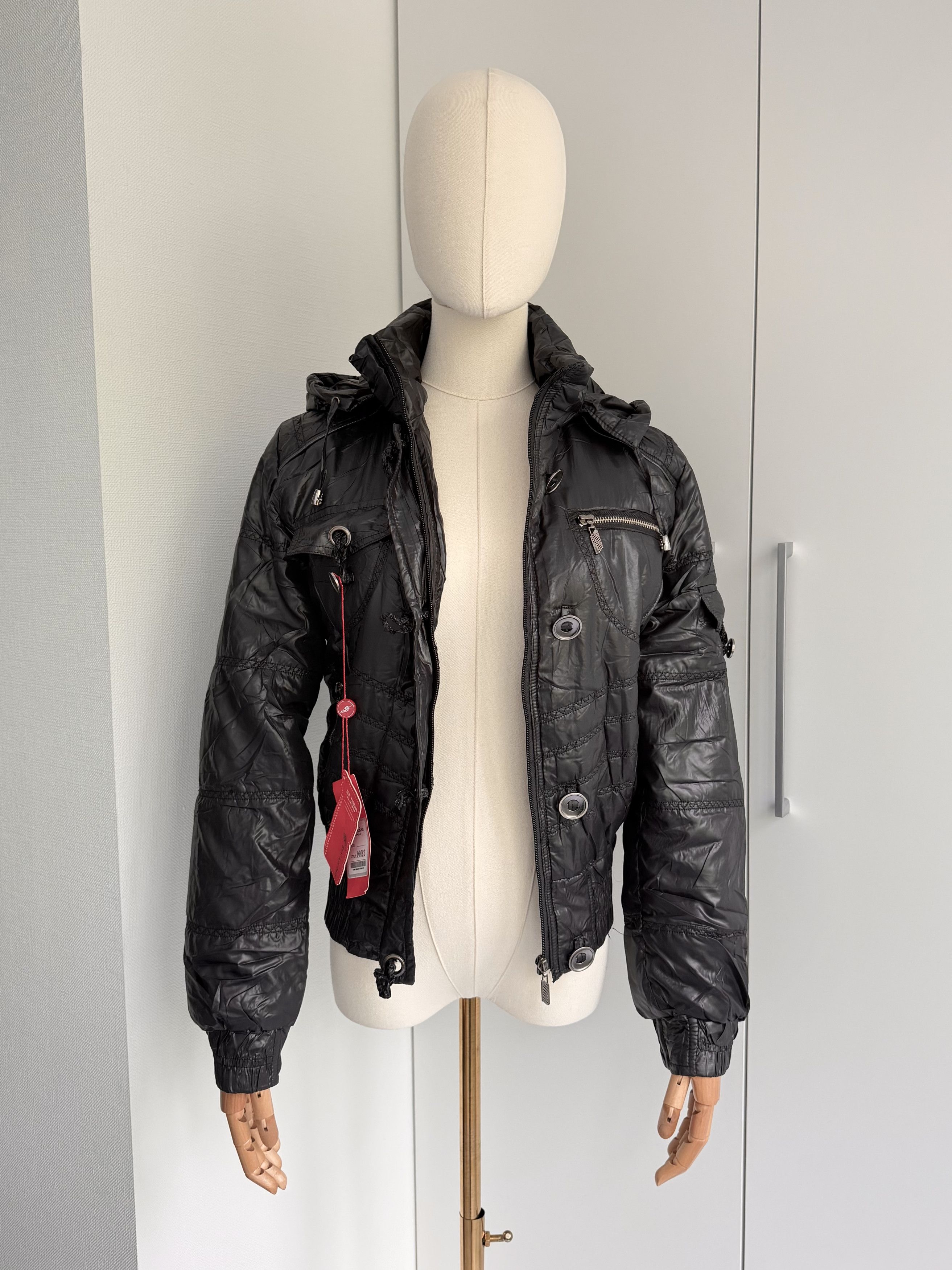 Japanese Brand Black Y2K Cropped Moto Jacket Women S Utility Biker Coat Size S / US 4 / IT 40 - 4 Thumbnail