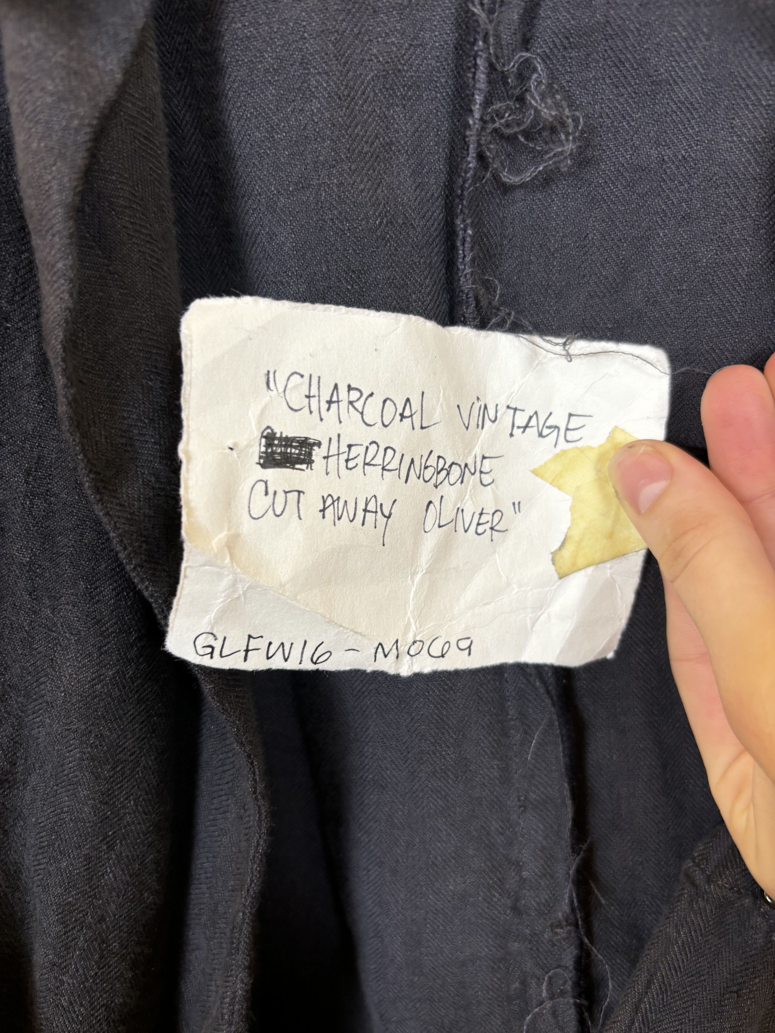 Greg Lauren FW16 GREG LAUREN VINTAGE CHARCOAL CUTAWAY OLIVER JACKET Size US M / EU 48-50 / 2 - 5 Thumbnail