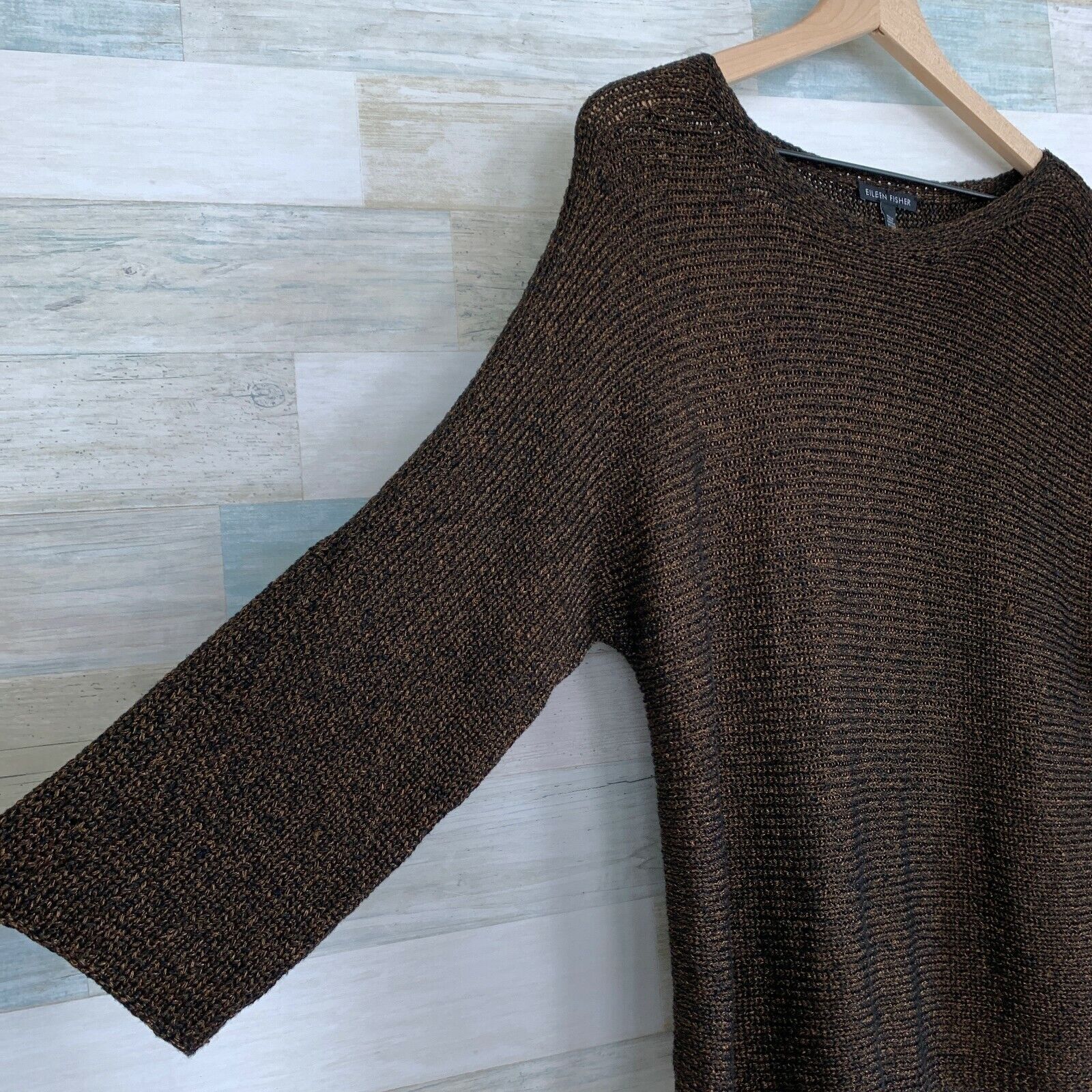 Eileen Fisher Eileen Fisher Organic Linen Loose Knit Dolman Sweater Brown Size XS / US 0-2 / IT 36-38 - 4 Thumbnail
