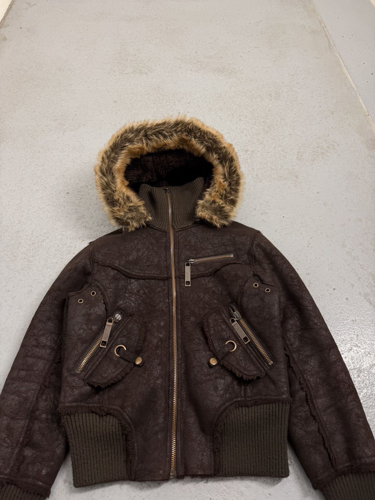 Other Suede Leather Multi-zip Narrow Waist Fur Bomber Jacket Size L / US 10 / IT 46 - 4 Thumbnail