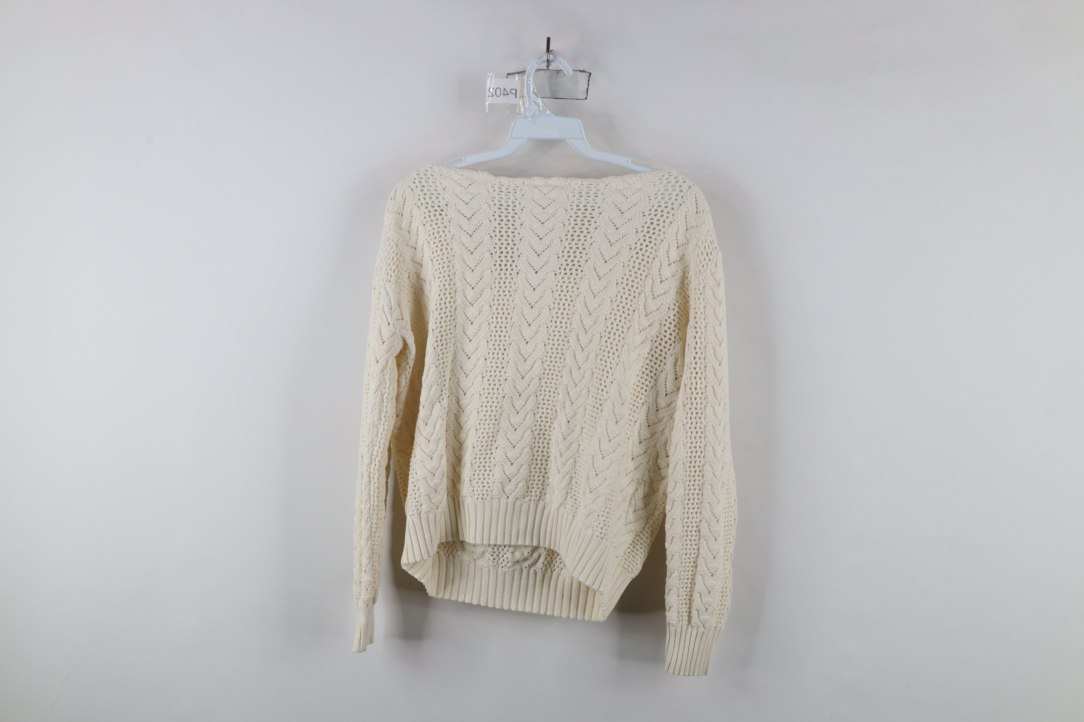 Vintage Vintage 90s Streetwear Fisherman Knit Aran Sweater Cream Size L / US 10 / IT 46 - 7 Thumbnail