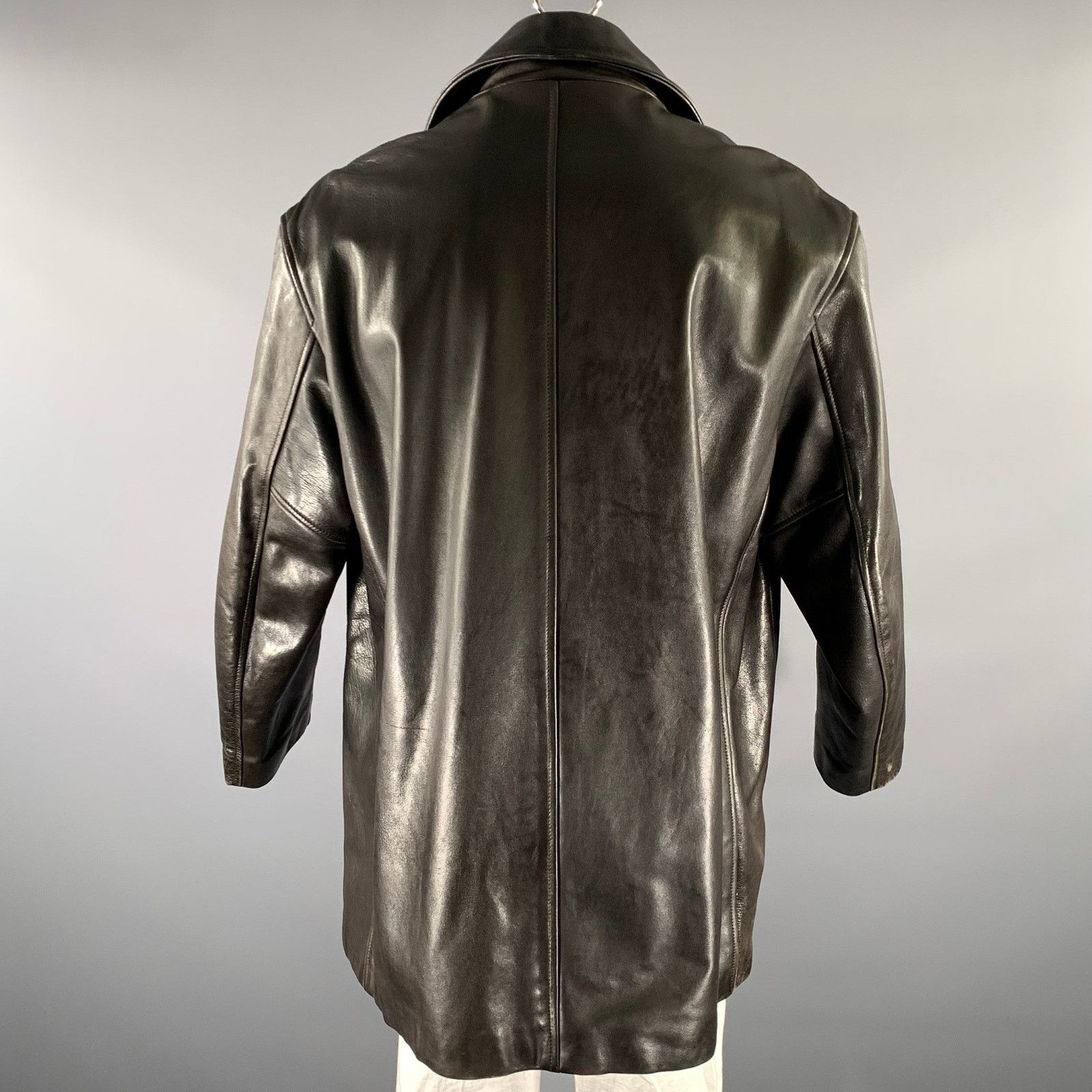 Other HARVEY LOGAN Size XXL Black Leather Double Breasted Coat Size US XXL / EU 58 / 5 - 4 Thumbnail