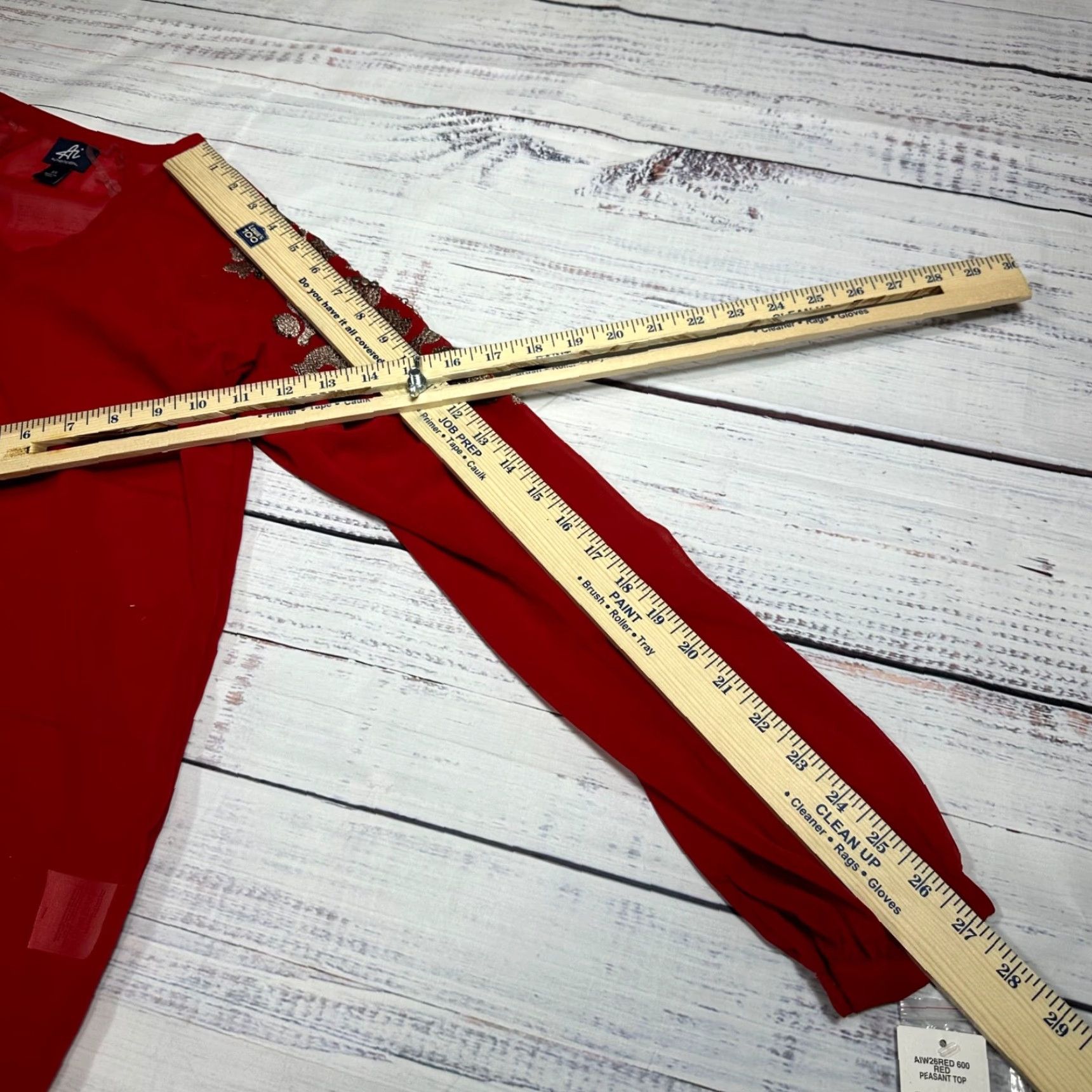 Vintage Authentic Icon Button-Up Shirt XS Red Women Embroidered Sheer Peasant Long Sleeve Size XS / US 0-2 / IT 36-38 - 3 Thumbnail