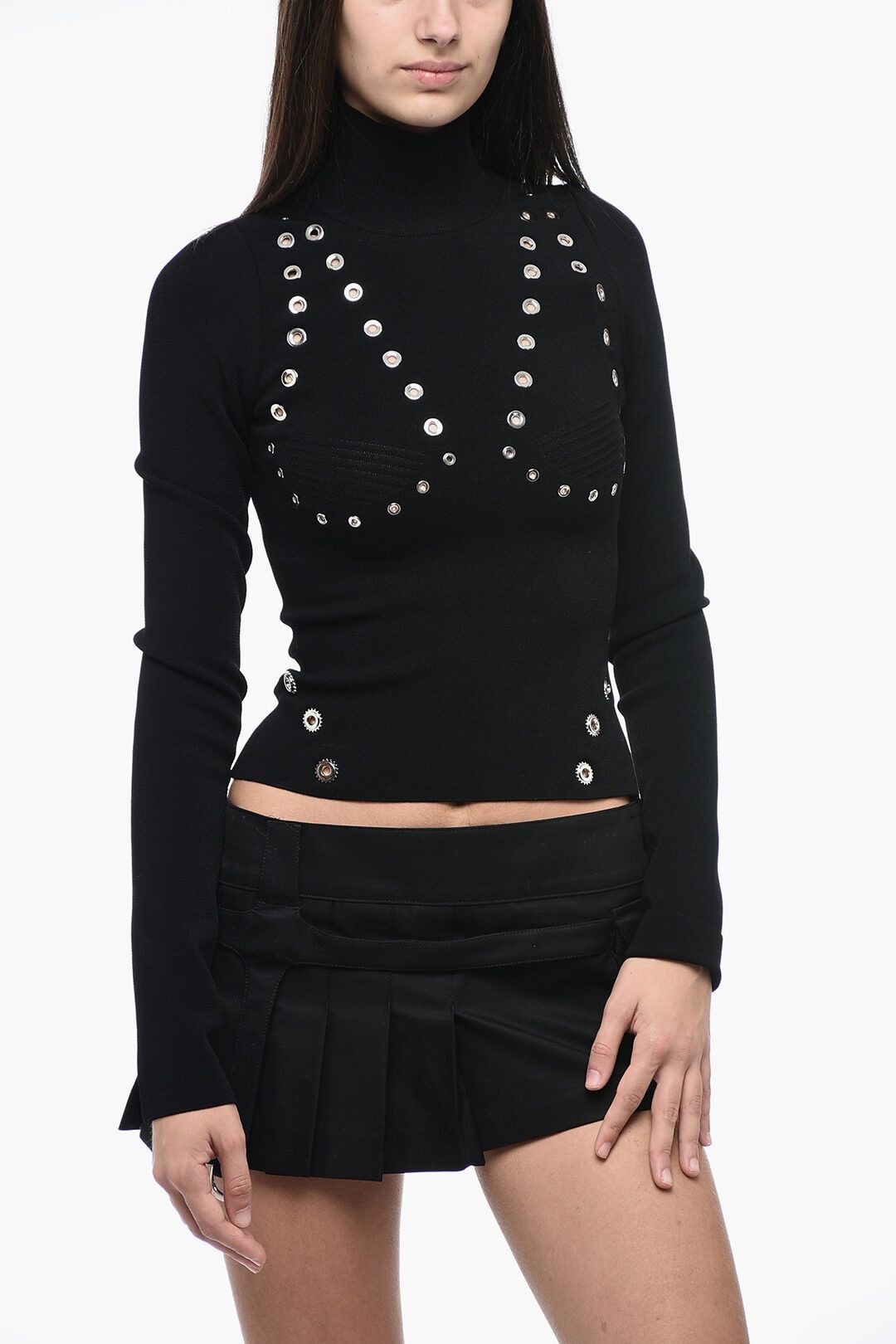 Off-White og1mm1125 Stretchy Turtleneck Top in Black Size S / US 4 / IT 40 - 1 Thumbnail
