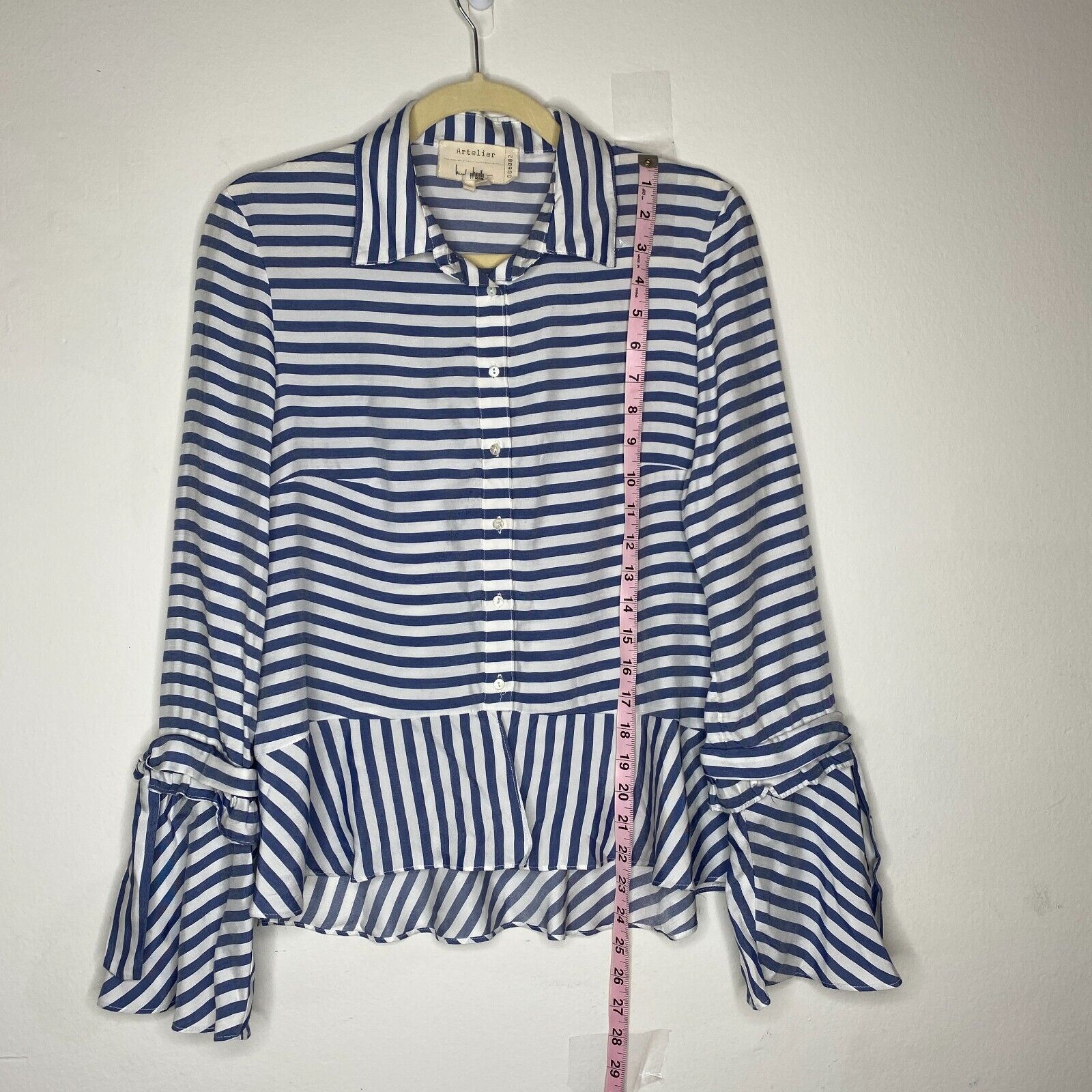 Other Artelier Blue & White Collar Button Down Bell Tie Blouse XS Size XS / US 0-2 / IT 36-38 - 10 Thumbnail