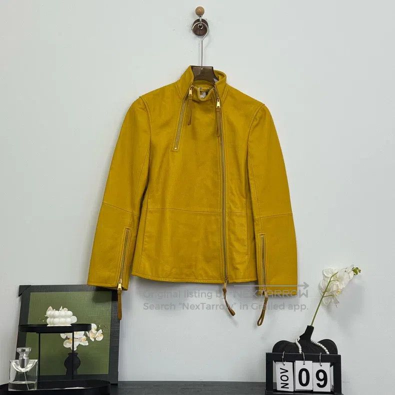 Max Mara Max Mara Yellow Lamb Leather Dual Zip Jacket Size XS / US 0-2 / IT 36-38 - 1 Thumbnail