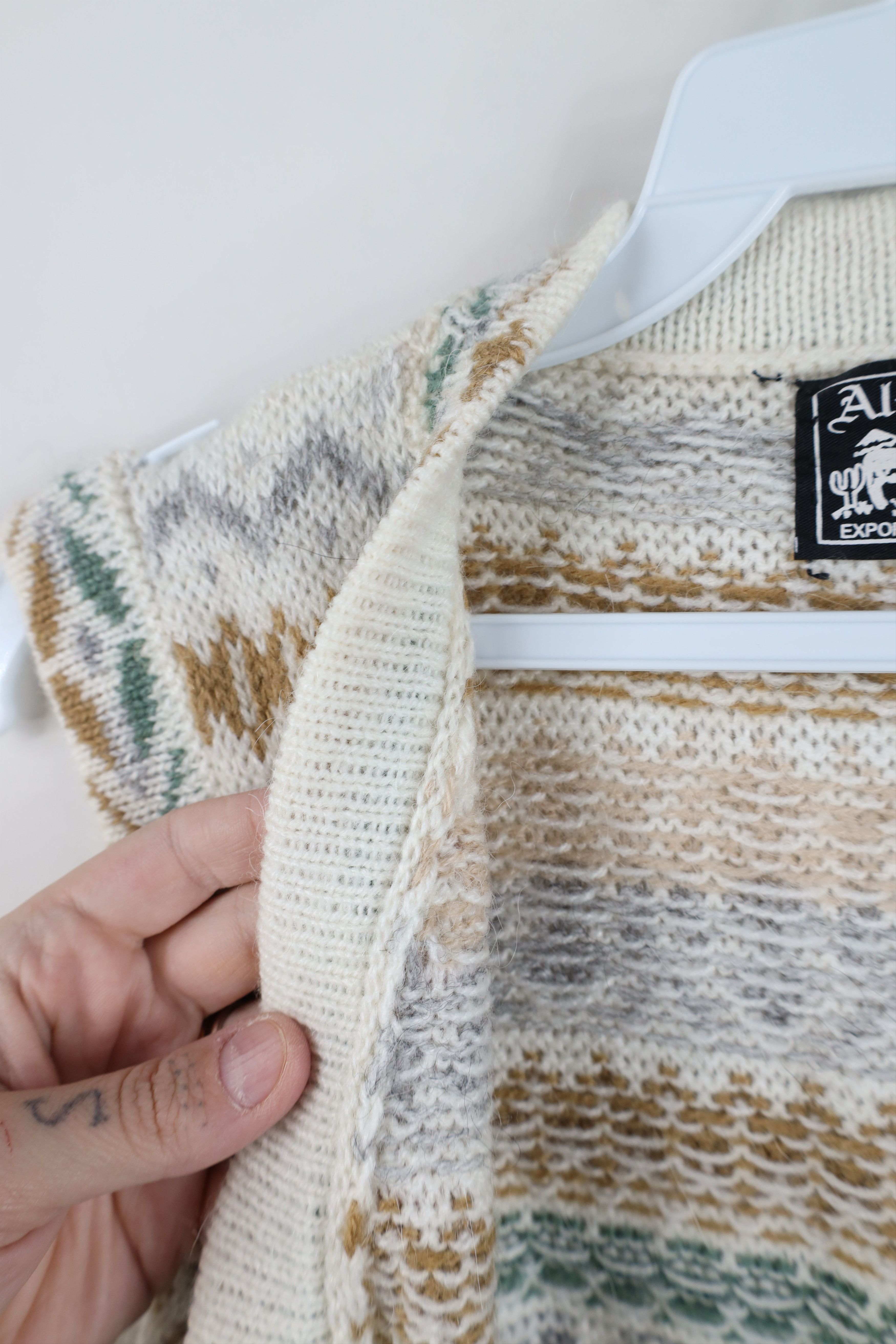 Vintage Vintage 90s Wool Knit Fair Isle Open Front Cardigan Sweater Size M / US 6-8 / IT 42-44 - 7 Thumbnail