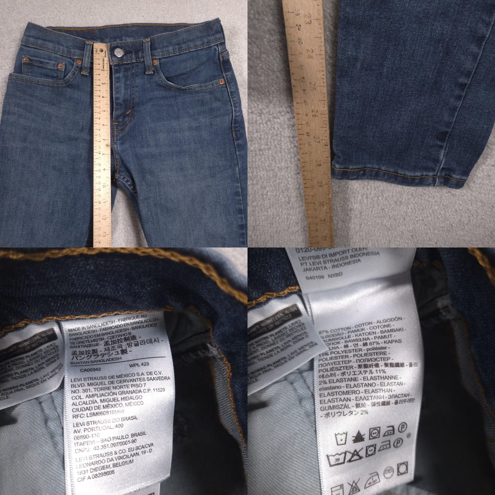 Levi's VINTAGE Levis 512 Jeans Mens 28x28.5 Blue Slim Taper Stretch Denim Medium Wash Pants Size US 28 / EU 44 - 8 Thumbnail
