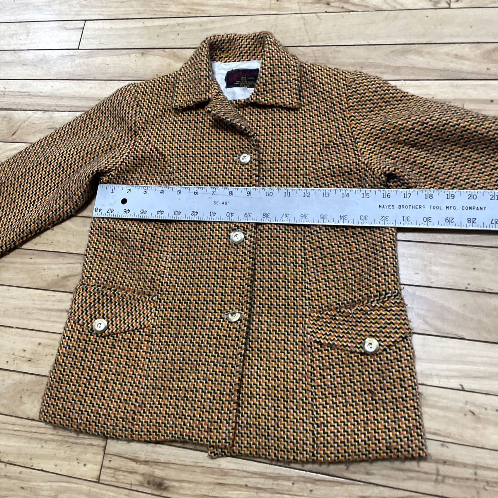 Vintage VINTAGE Galleon Blazer Jacket Women 14 1960s 70s Mod Tweed Brown Yellow Orange Geometric Size S / US 4 / IT 40 - 7 Thumbnail