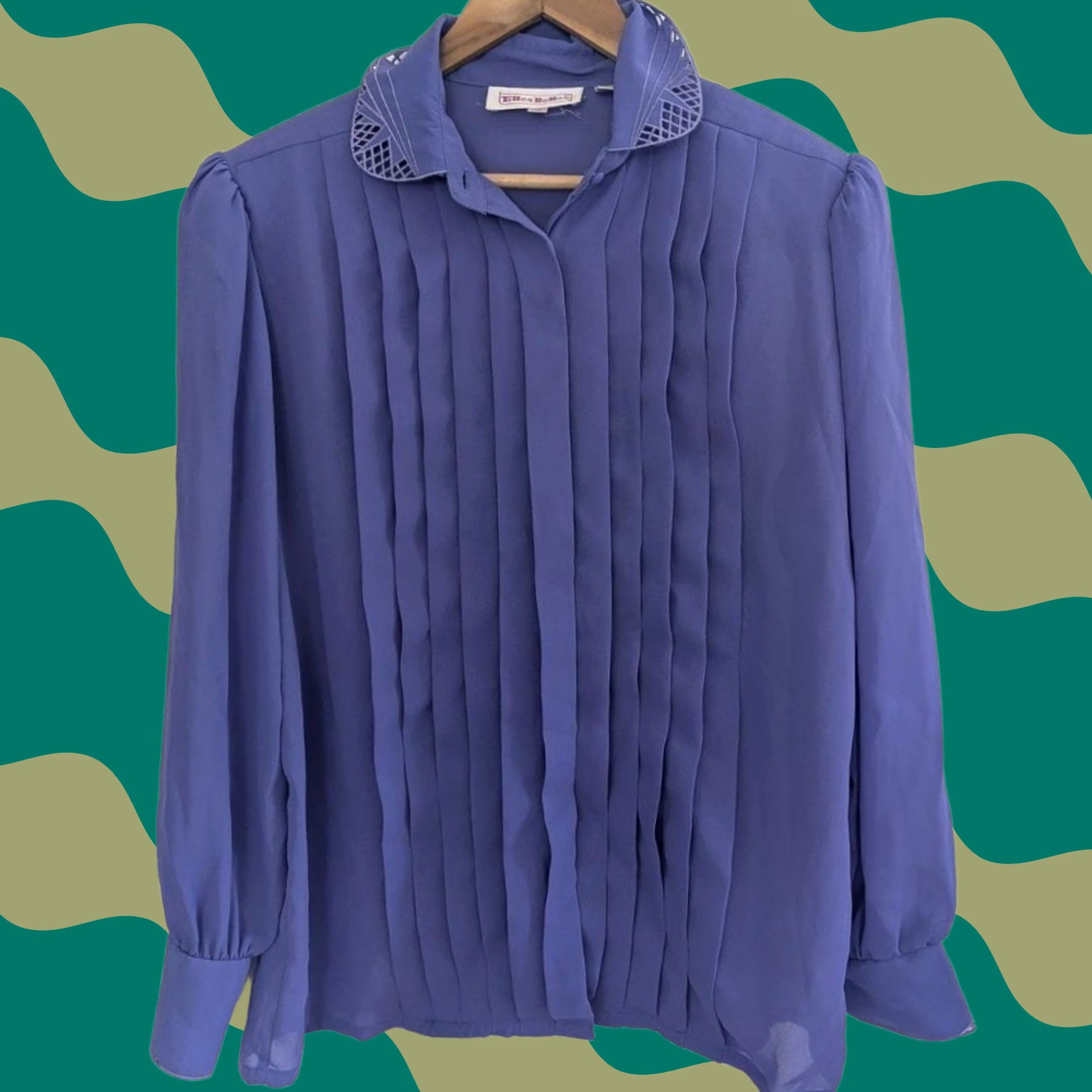 Vintage VINTAGE Blouse Long Sleeve Women's Sz M Purple Button Collared Pleated Pin Tuck Office Cottagecore Size M / US 6-8 / IT 42-44 - 1 Thumbnail